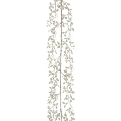Silver Glitter Leaf Garland 150cm