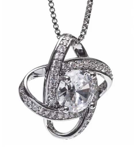 Silver Interlocking Diamond Pendant