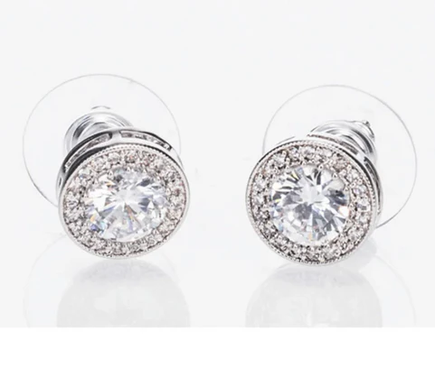 Silver White Stone Earrings