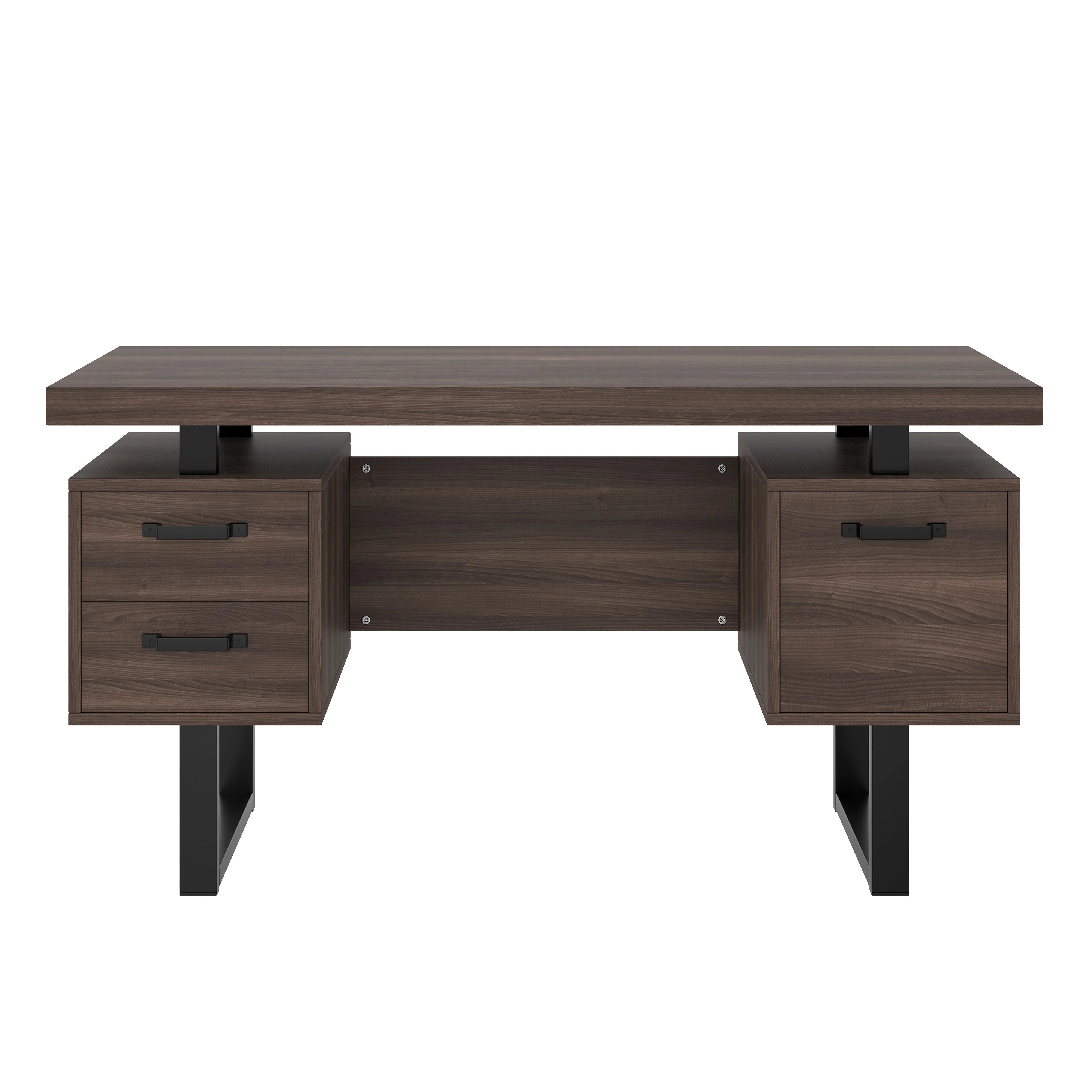 Simple Office Desk with Silent Drawer and File Drawer, 135 x 54 cm, Brown - Image 9