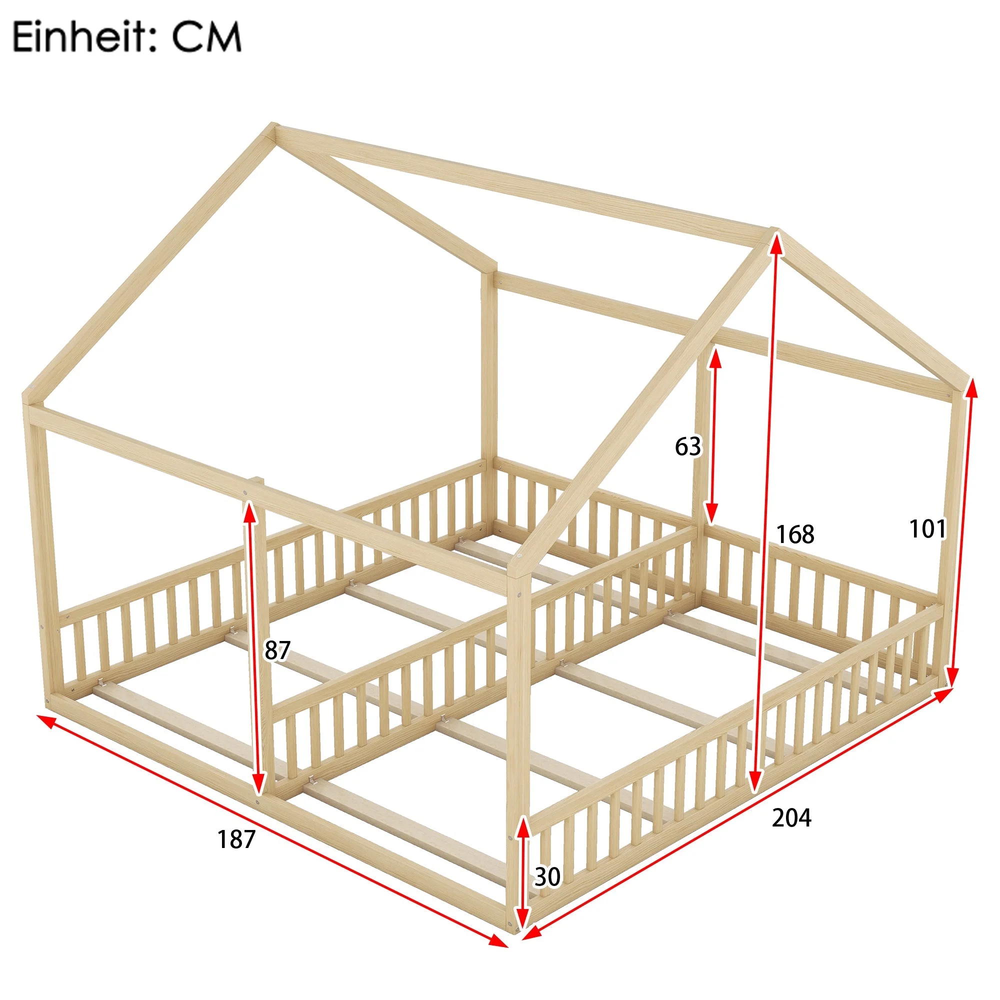 Single House Bed 90x200cm Flat 2-in-1 - Natural - Image 5