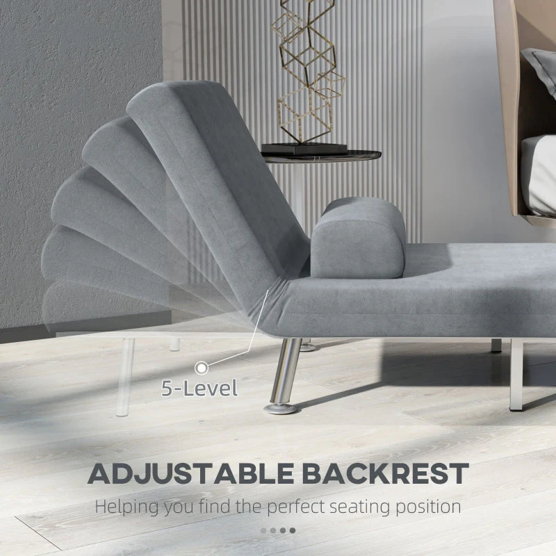 Single Sleeper Chair - Velvet-Feel Grey - Image 5
