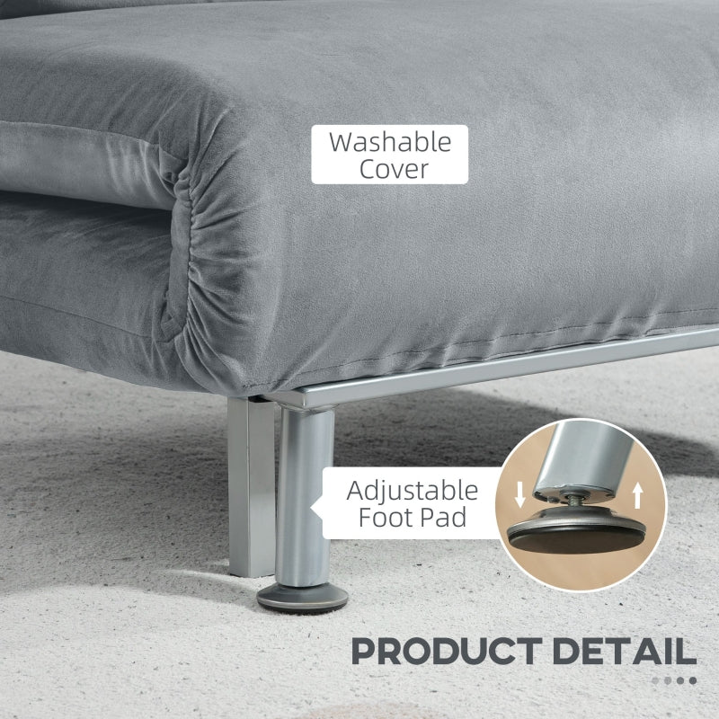 Single Sleeper Chair - Velvet-Feel Grey - Image 6