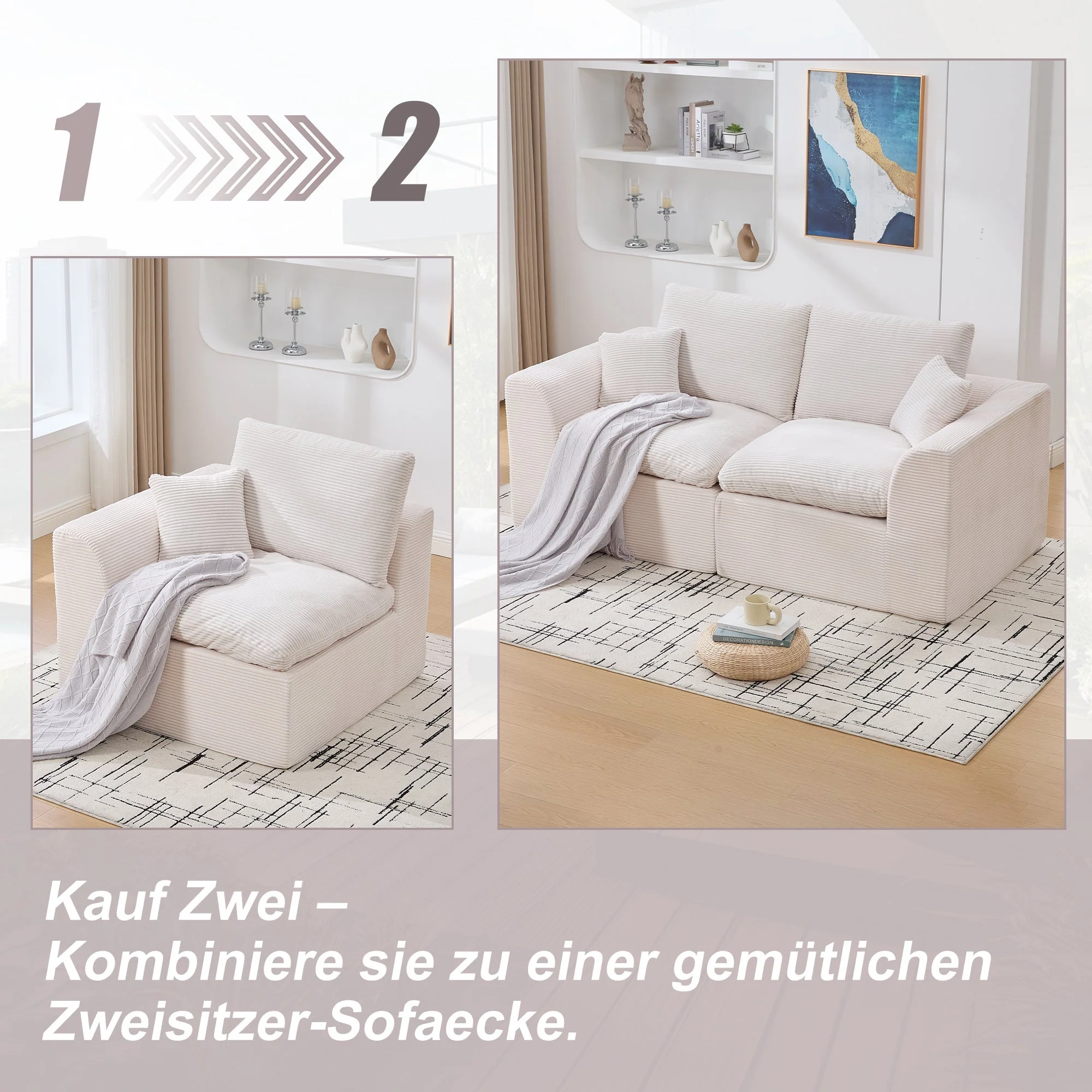 Single Sofa Modern Minimalist Armchair with Cushion - Fabric - Image 5