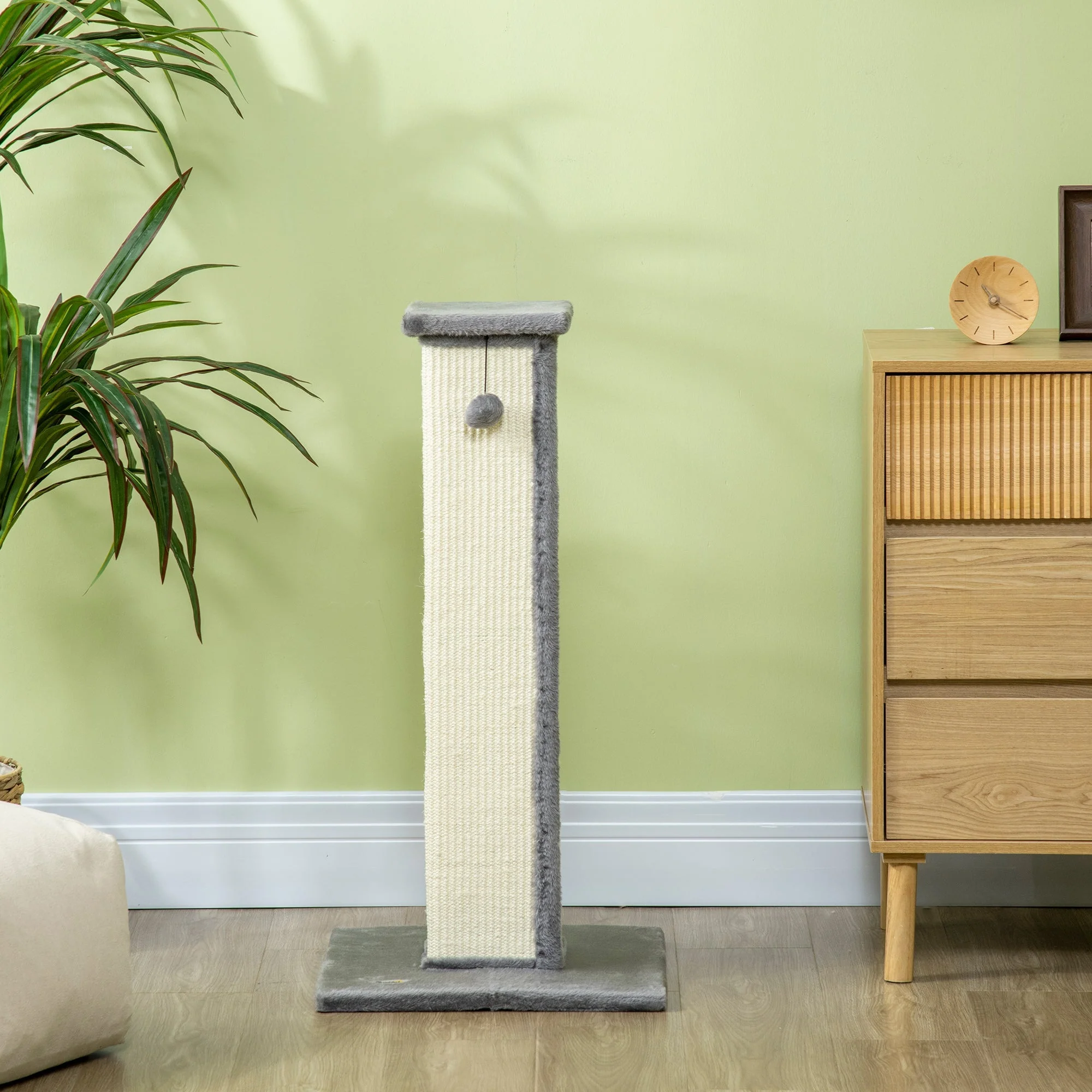 Sisal Scratching Post, 81cm high, play ball, for cats up to 5kg, Grey/Cream - Image 7