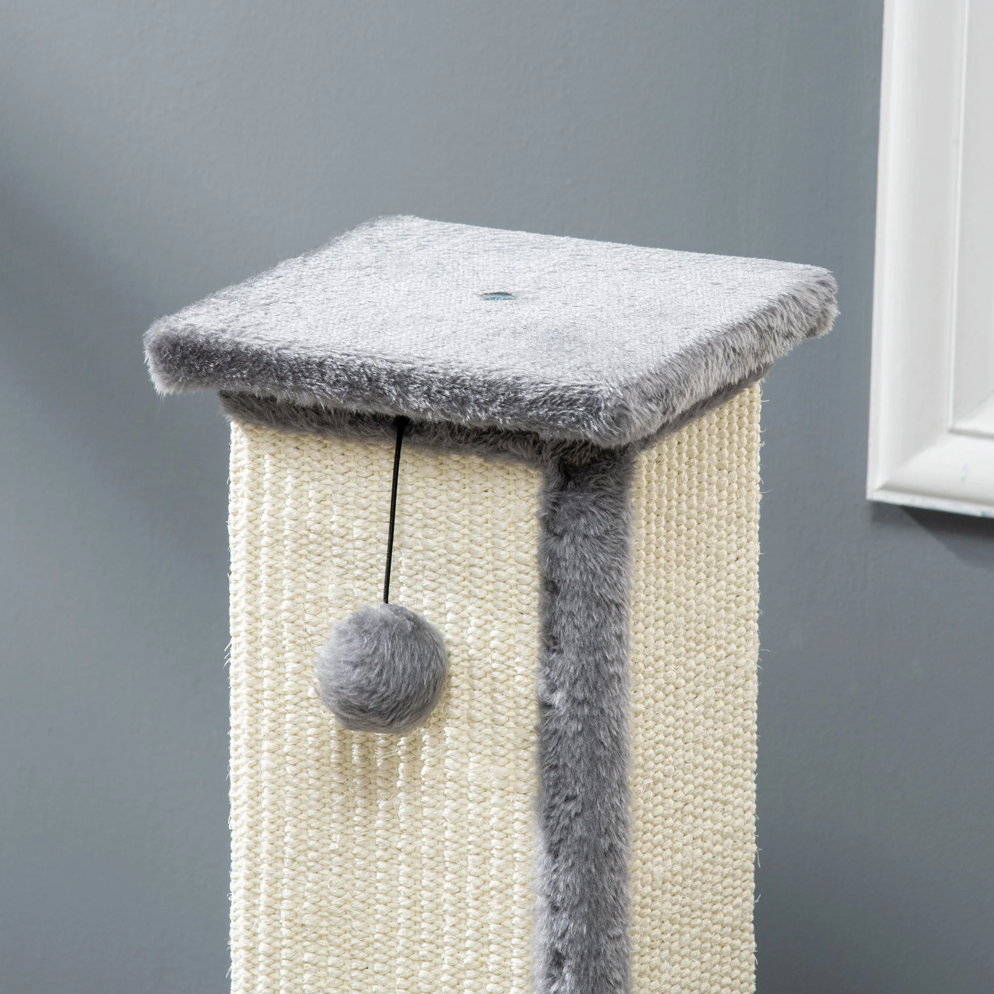 Sisal Scratching Post, 81cm high, play ball, for cats up to 5kg, Grey/Cream - Image 8