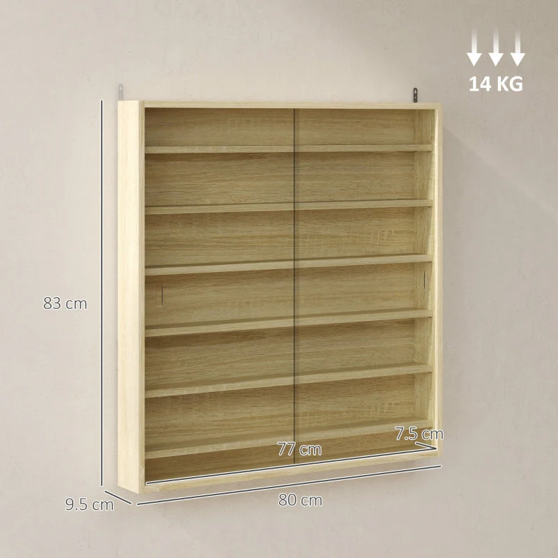 Six Shelf Display Cabinet with Glass Doors, Oak - Image 3