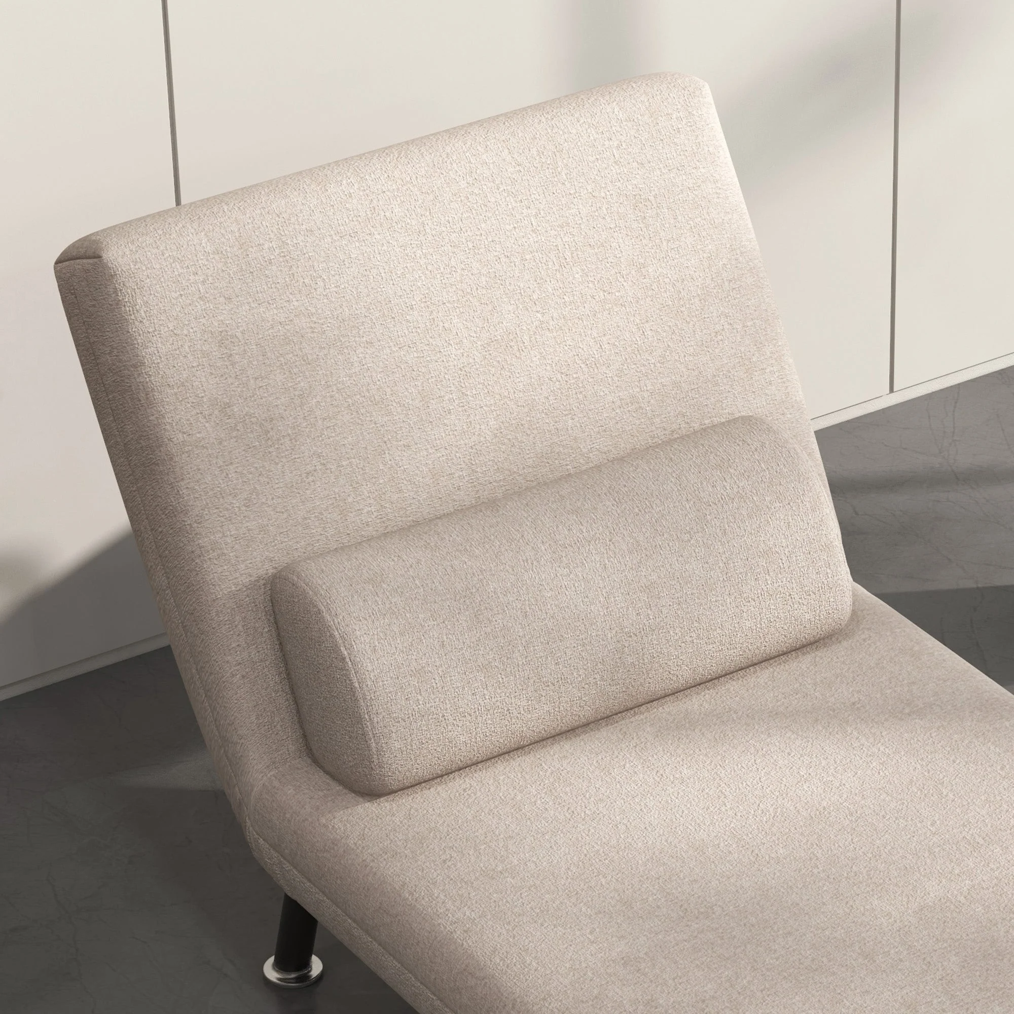 Sleeper Chair Folding Recliner with Bed Function, Adjustable Backrest, Beige Linen Look - Image 8