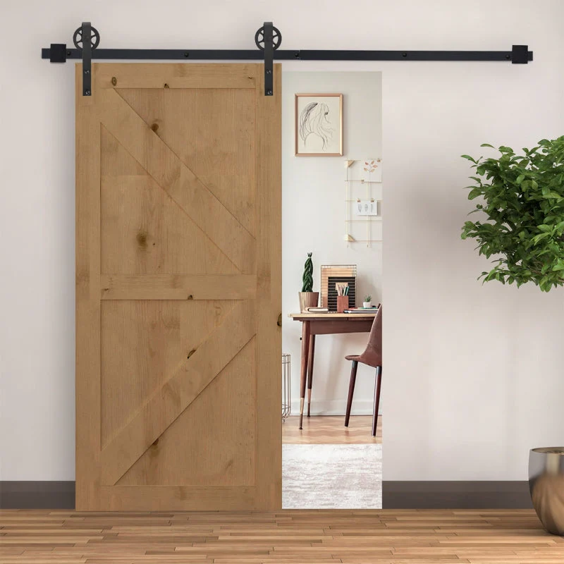 Sliding Door Hardware Kit 200 cm with Rails, Rollers, Stopper, Carbon Steel Black - Image 2