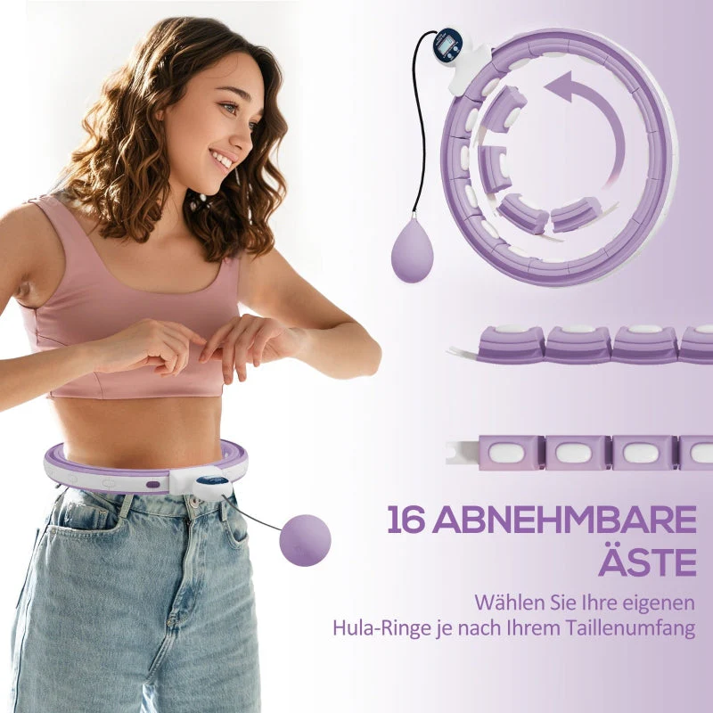 Smart Hula Hoop for Adults with Weighted Ball Counter and 16 Knots, Purple - Image 5