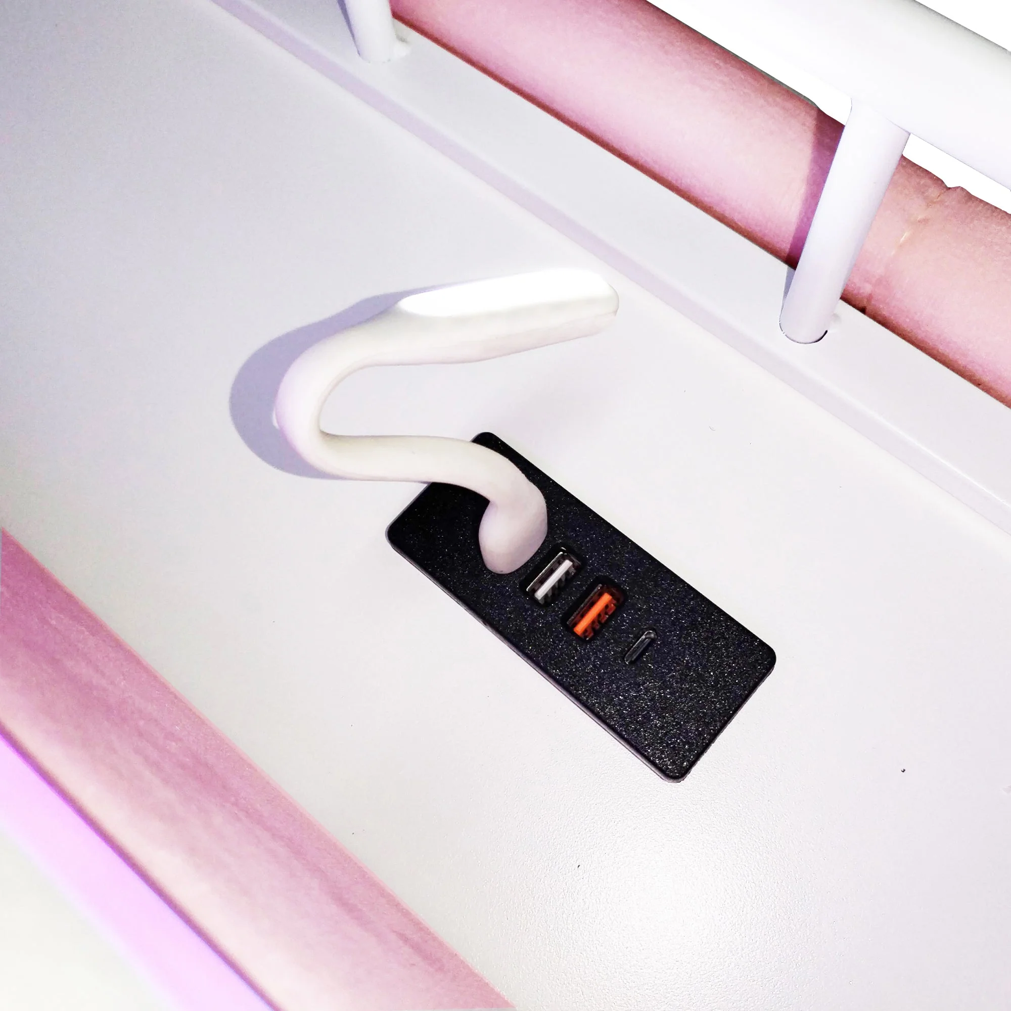 Smart Upholstered Bed for Children with LED, USB, and Hydraulic Storage, Pink Velvet - Image 9