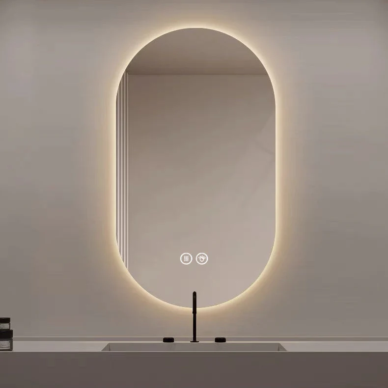 Smart Wall Mounted LED Mirror 60x90cm Anti-Fog Touch Screen Silver Glass - Image 4