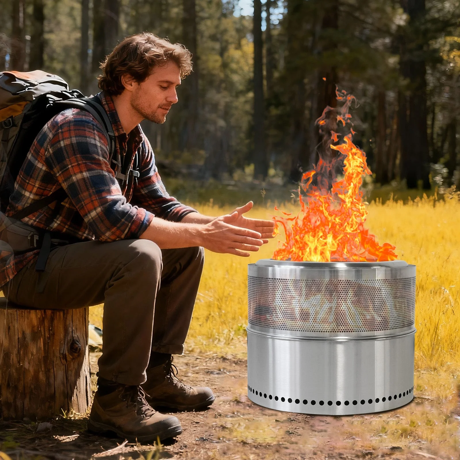 Smokeless Fire Pit Portable Outdoor Wood/BBQ, Stainless Steel - Image 6