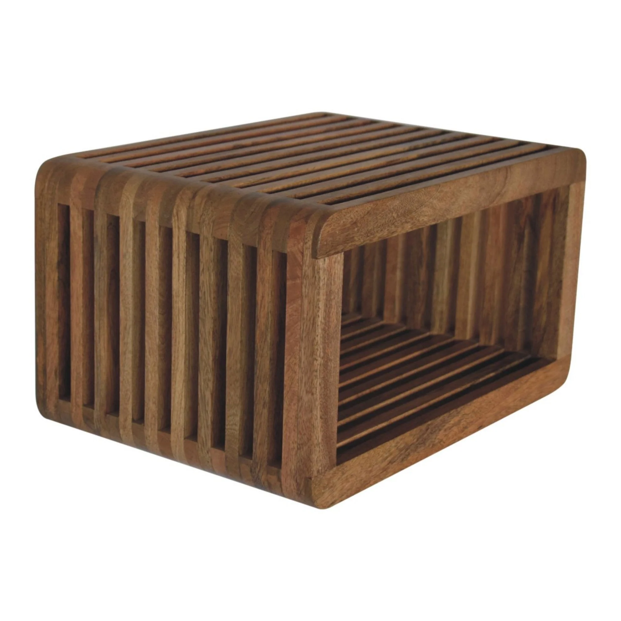 Soba Wall Mounted Bedside Open Slot Solid Wood Dark Brown - Image 2
