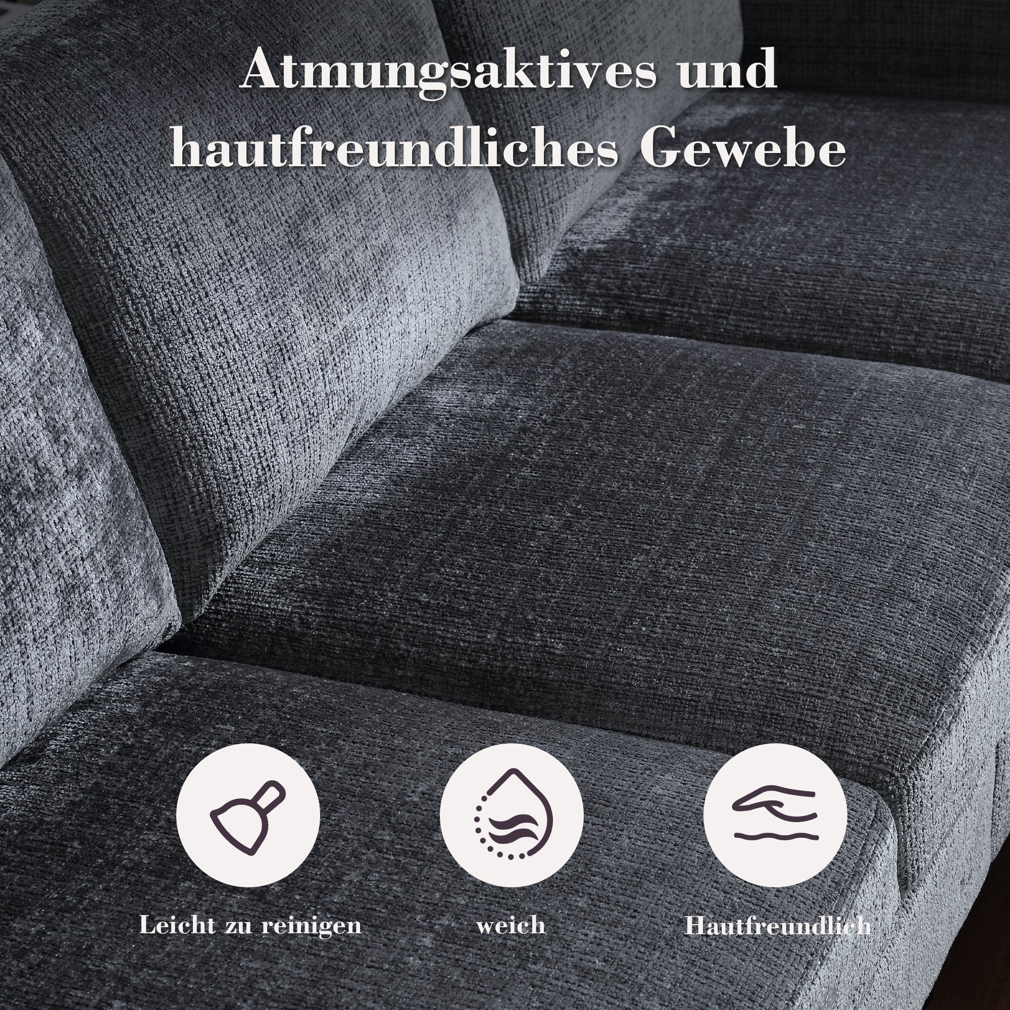 Sofa, 4-Seater with Footstool & Storage, Velvet - Image 20