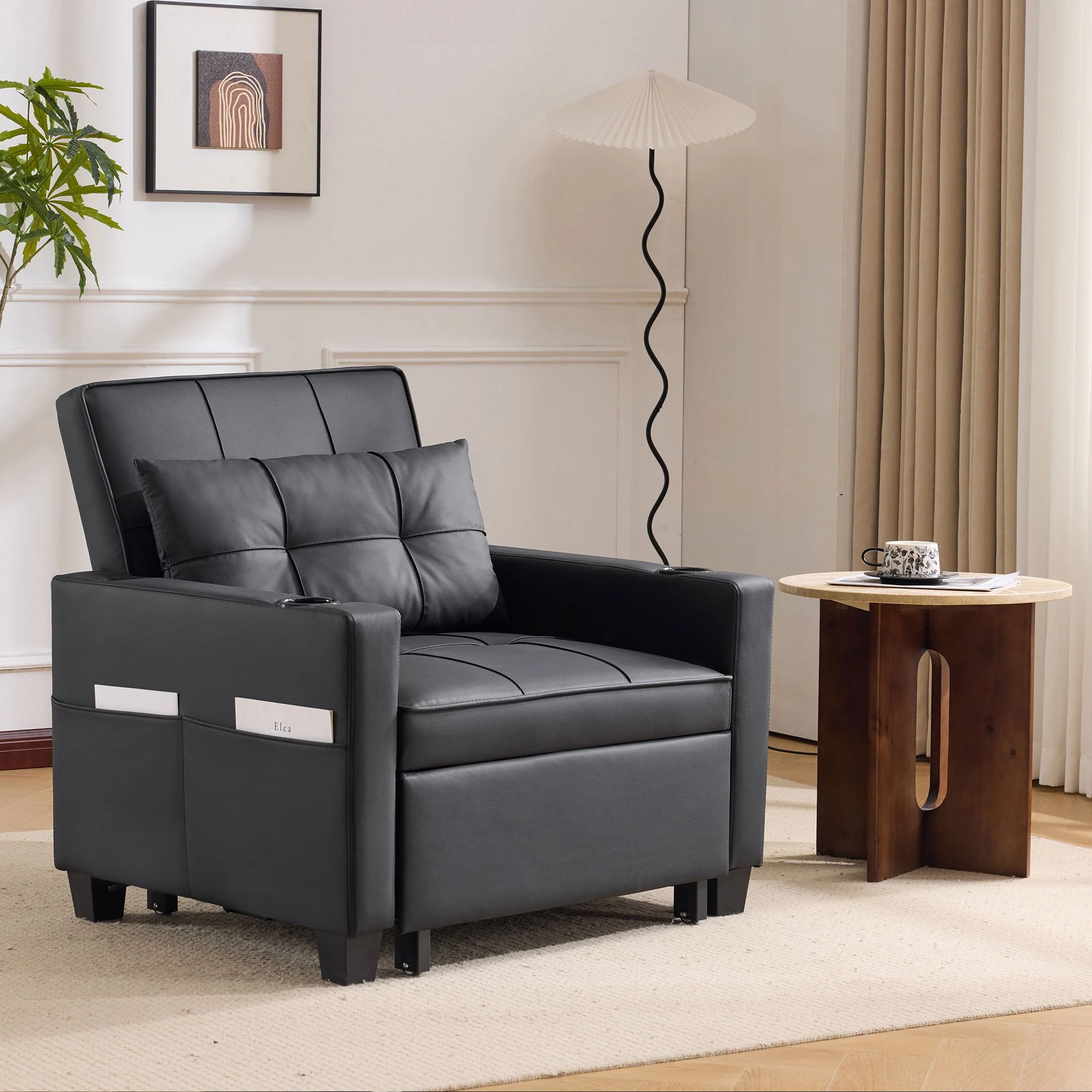 Sofa Bed, 3-in-1 Pull-Out with Cup Holders & USB Port - Image 2