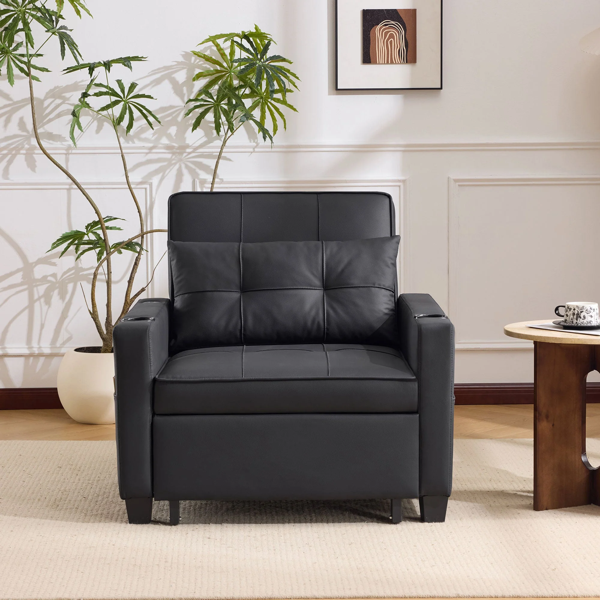 Sofa Bed, 3-in-1 Pull-Out with Cup Holders & USB Port - Image 3