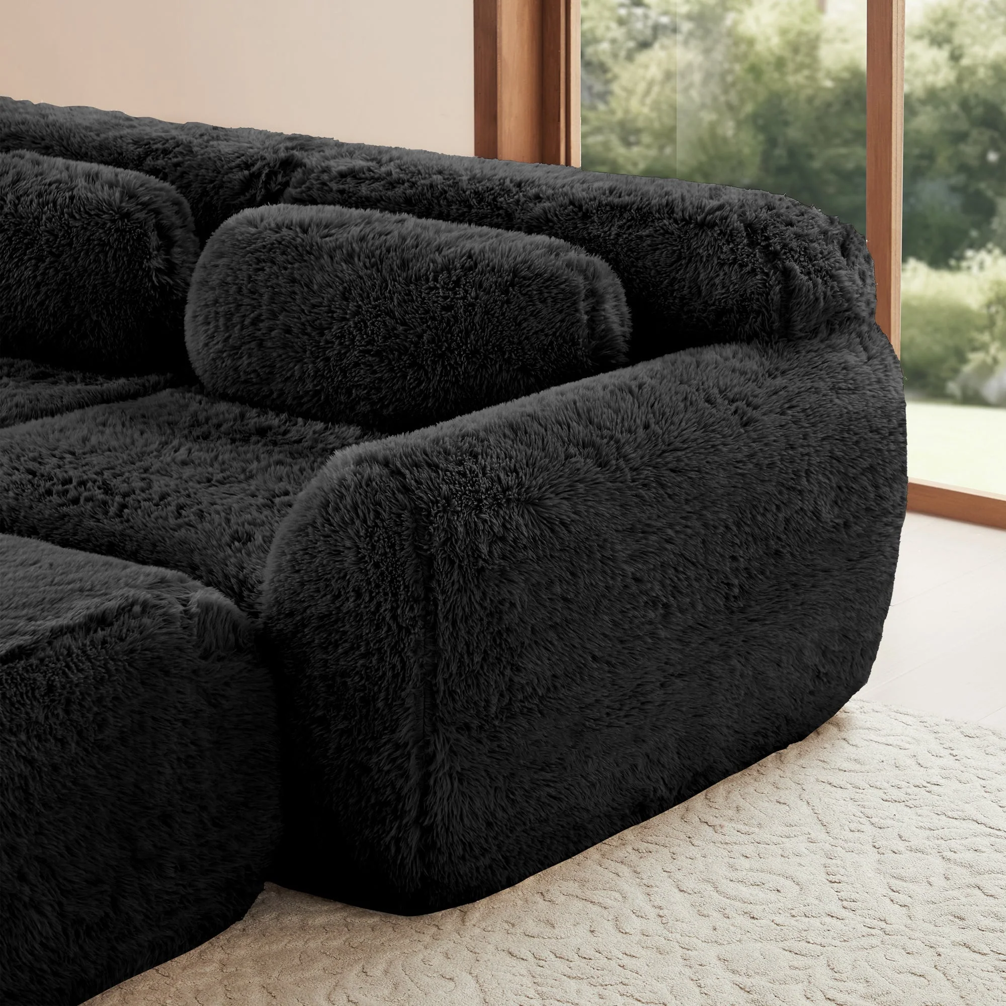 Sofa Bed 3-Seater Hydraulic Chaise Storage USB-C Cup Holders Corduroy - Image 6