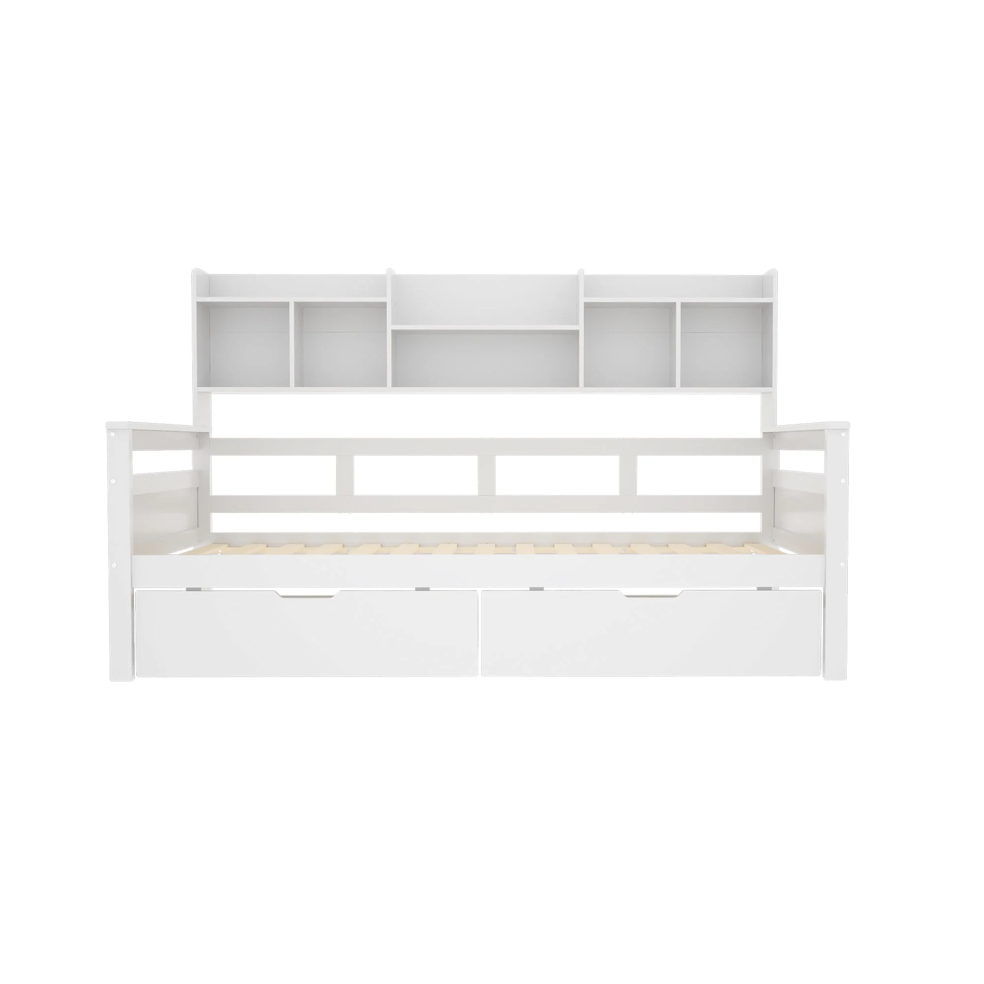 Sofa Bed 90x200, Storage Slatted Frame, Solid Wood White - Image 5