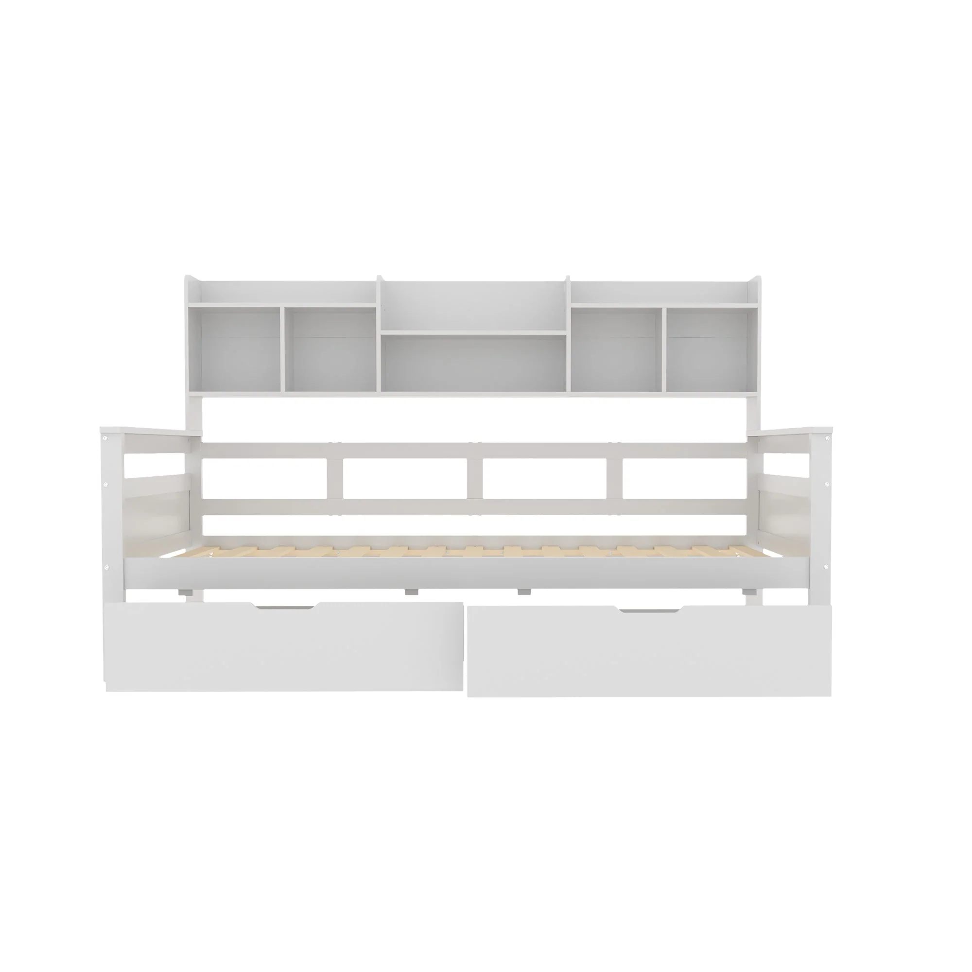 Sofa Bed 90x200, Storage Slatted Frame, Solid Wood White - Image 6