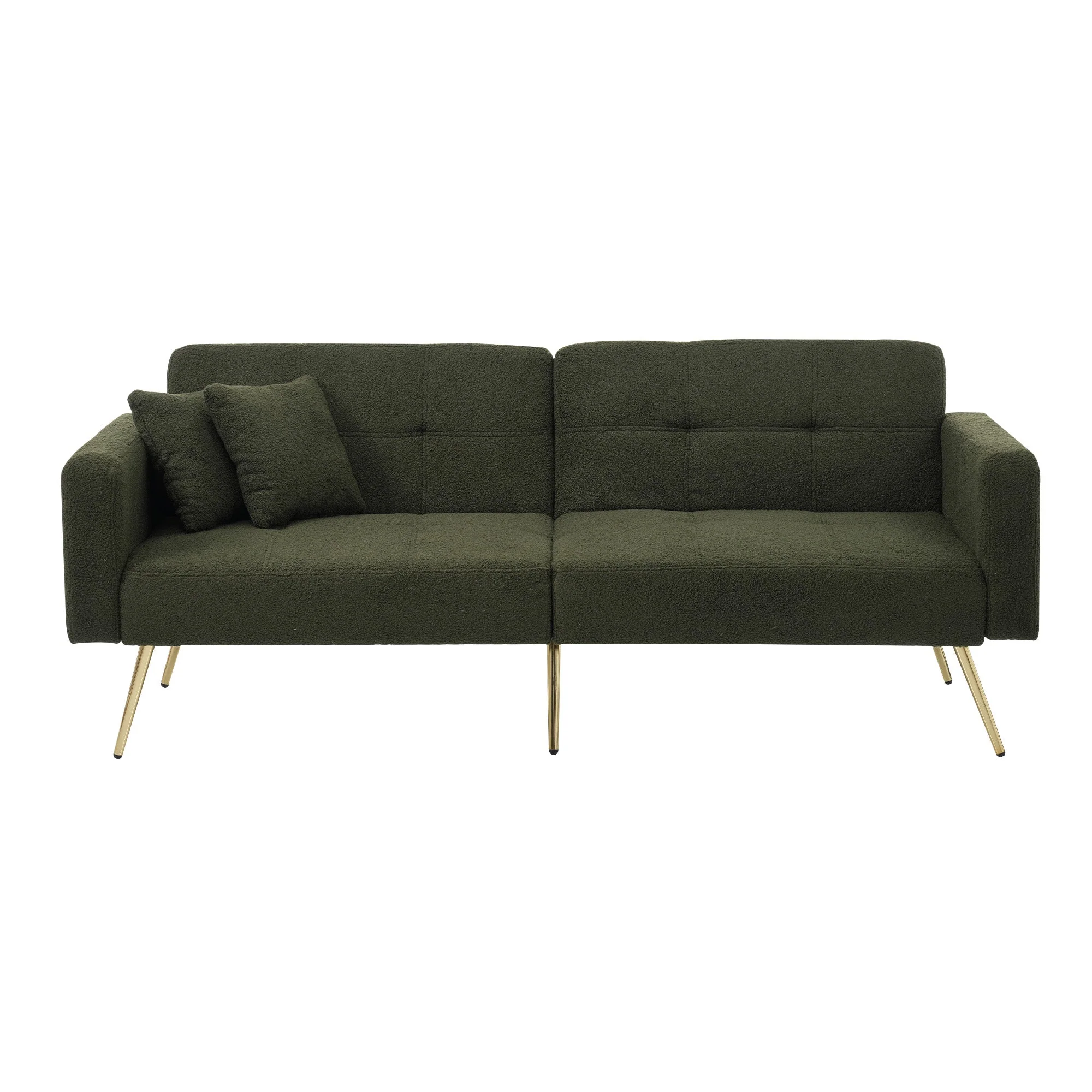 Sofa Bed Adjustable Angle, Gold Legs, Storage Pockets and Cushions - Image 2