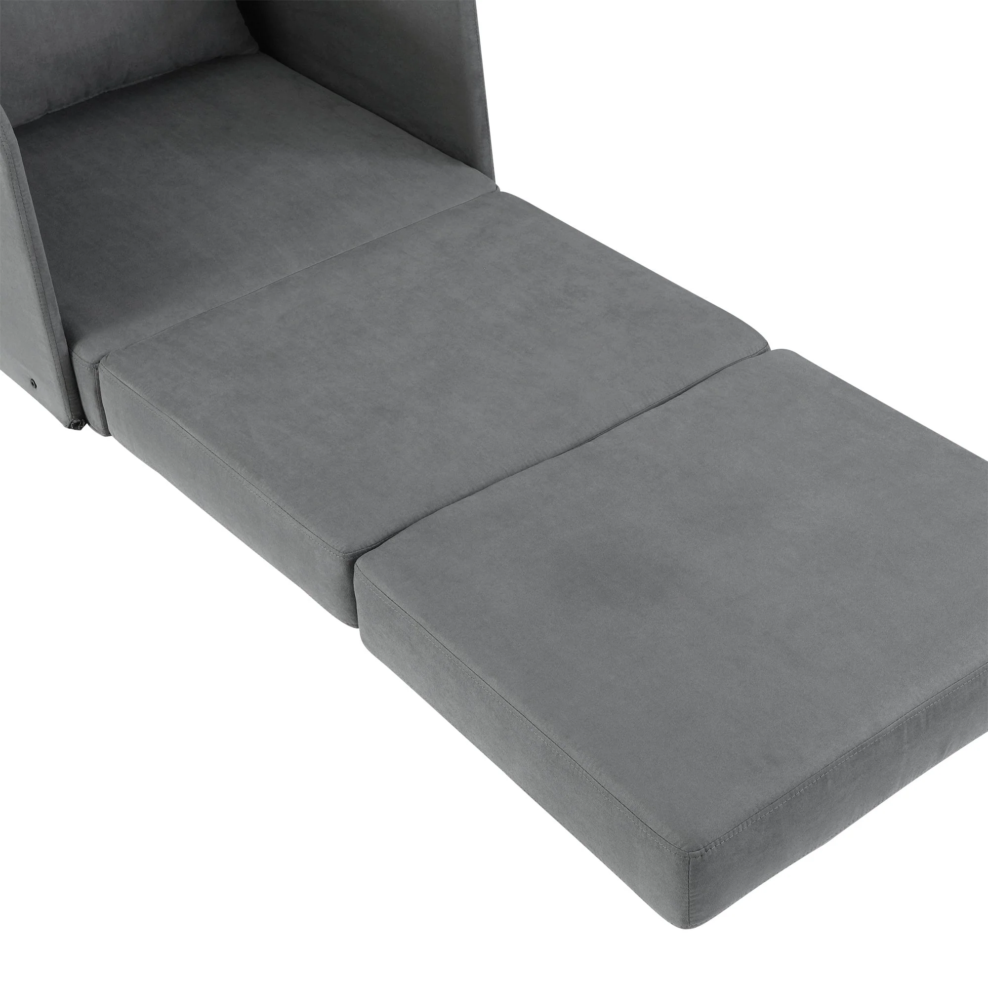 Sofa Bed, Single, Washable Cover, 2 Side Pockets, Metal Frame, Grey - Image 7