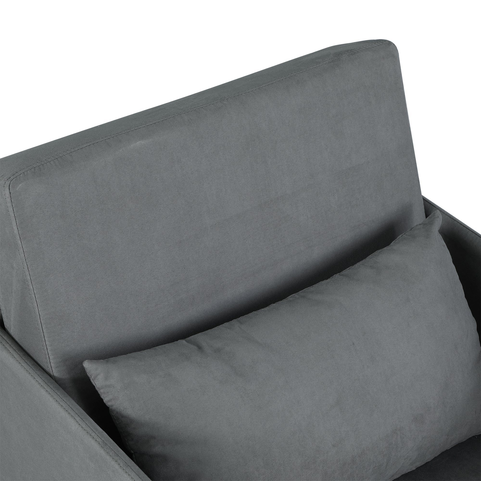 Sofa Bed, Single, Washable Cover, 2 Side Pockets, Metal Frame, Grey - Image 8