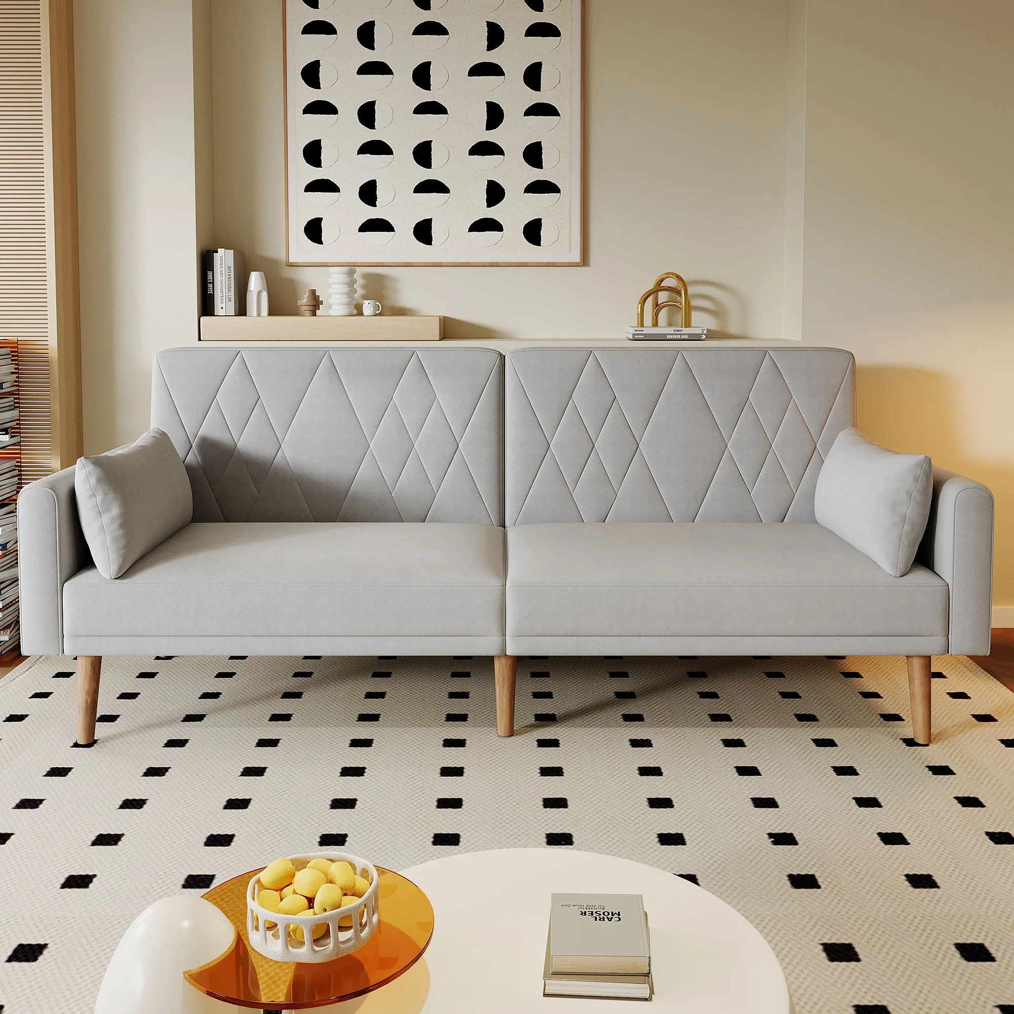 Sofa Bed, Small Two-Seater with Sleep Function, Velvet Fabric - Image 3