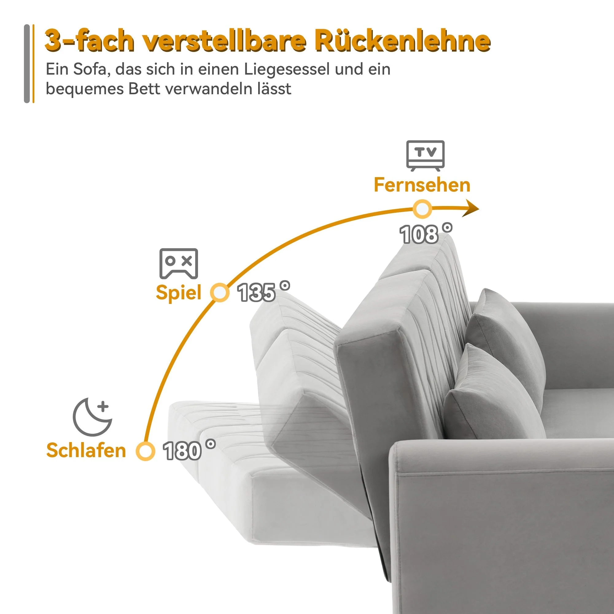 Sofa Bed, Small Two-Seater with Sleep Function, Velvet Fabric - Image 6