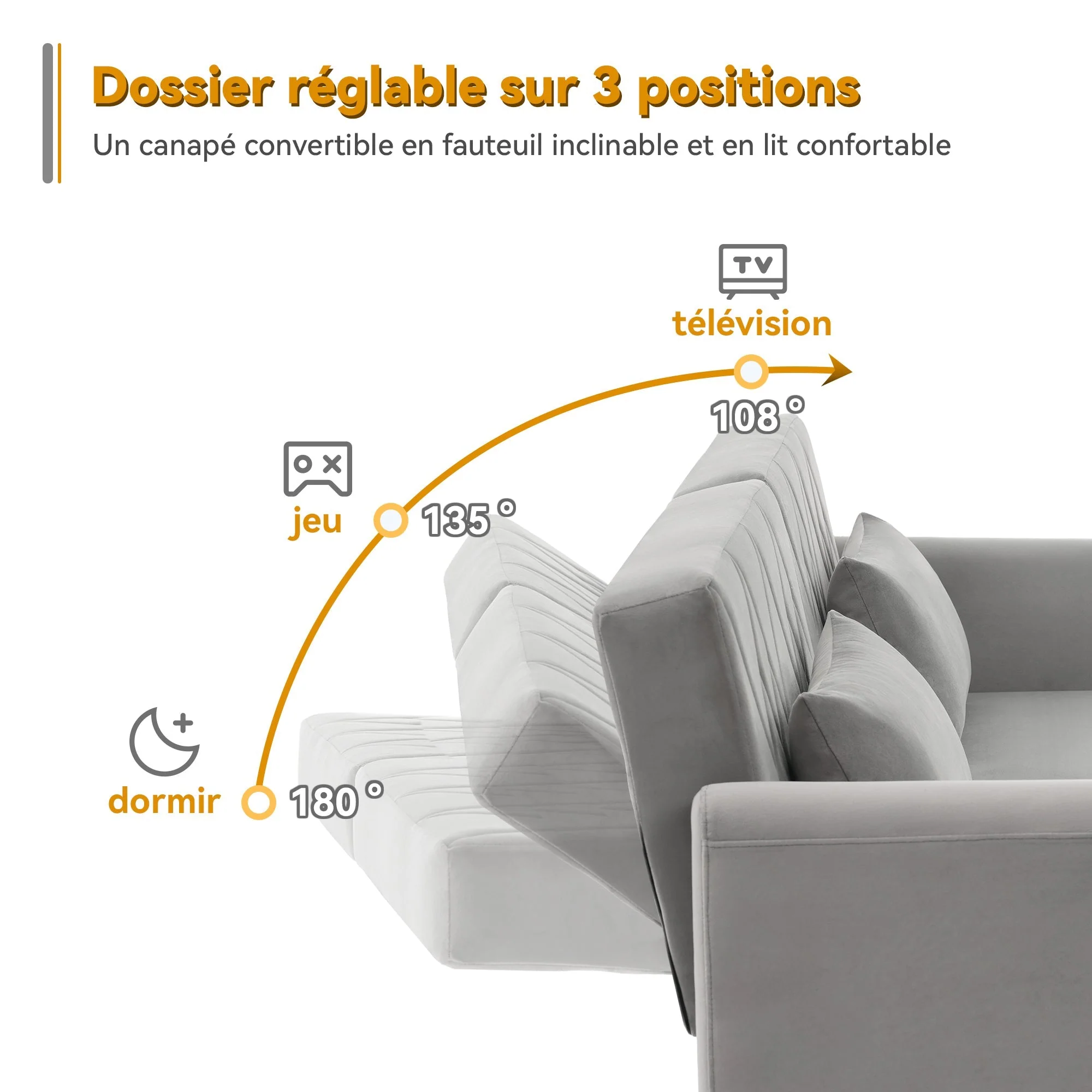 Sofa Bed, Small Two-Seater with Sleep Function, Velvet Fabric - Image 9