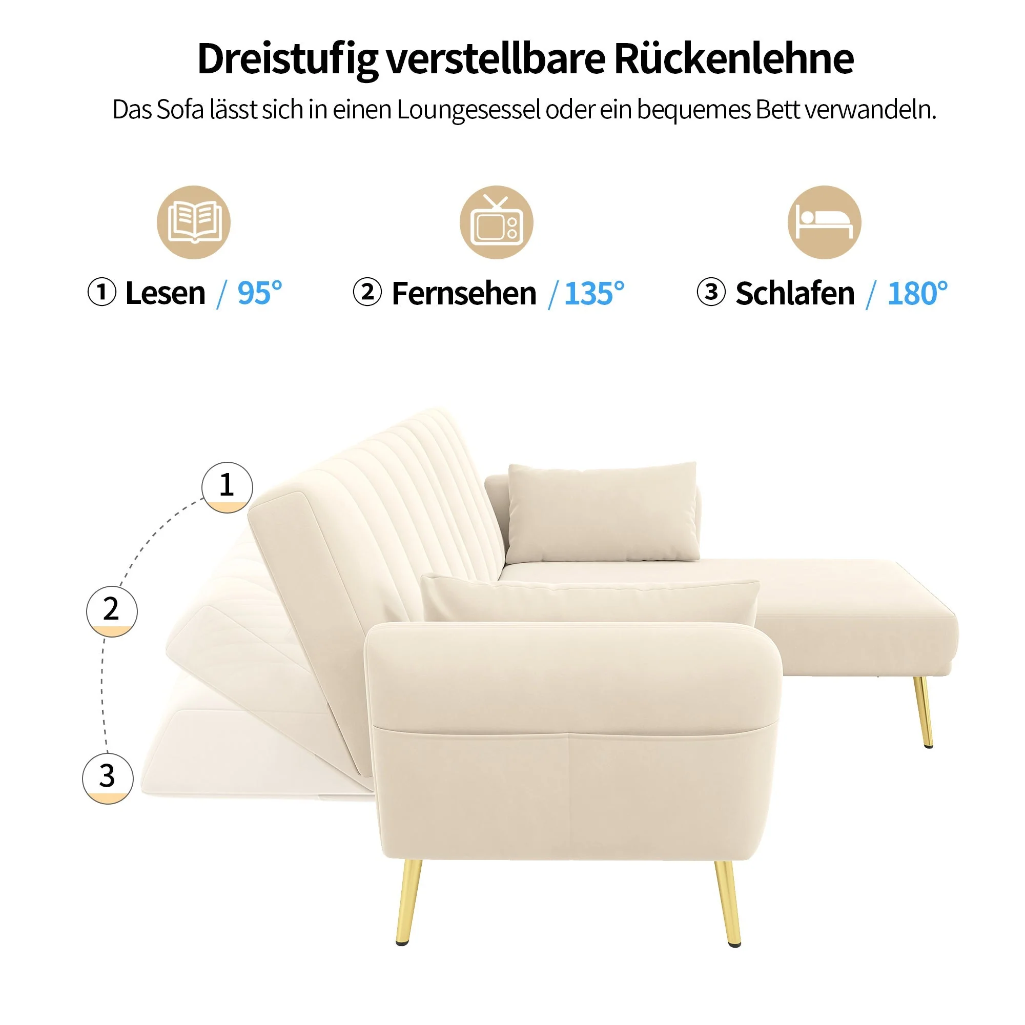 Sofa, Modern Folding L-Shaped Sofa Bed, Corner, with Sleeping Function - Image 10