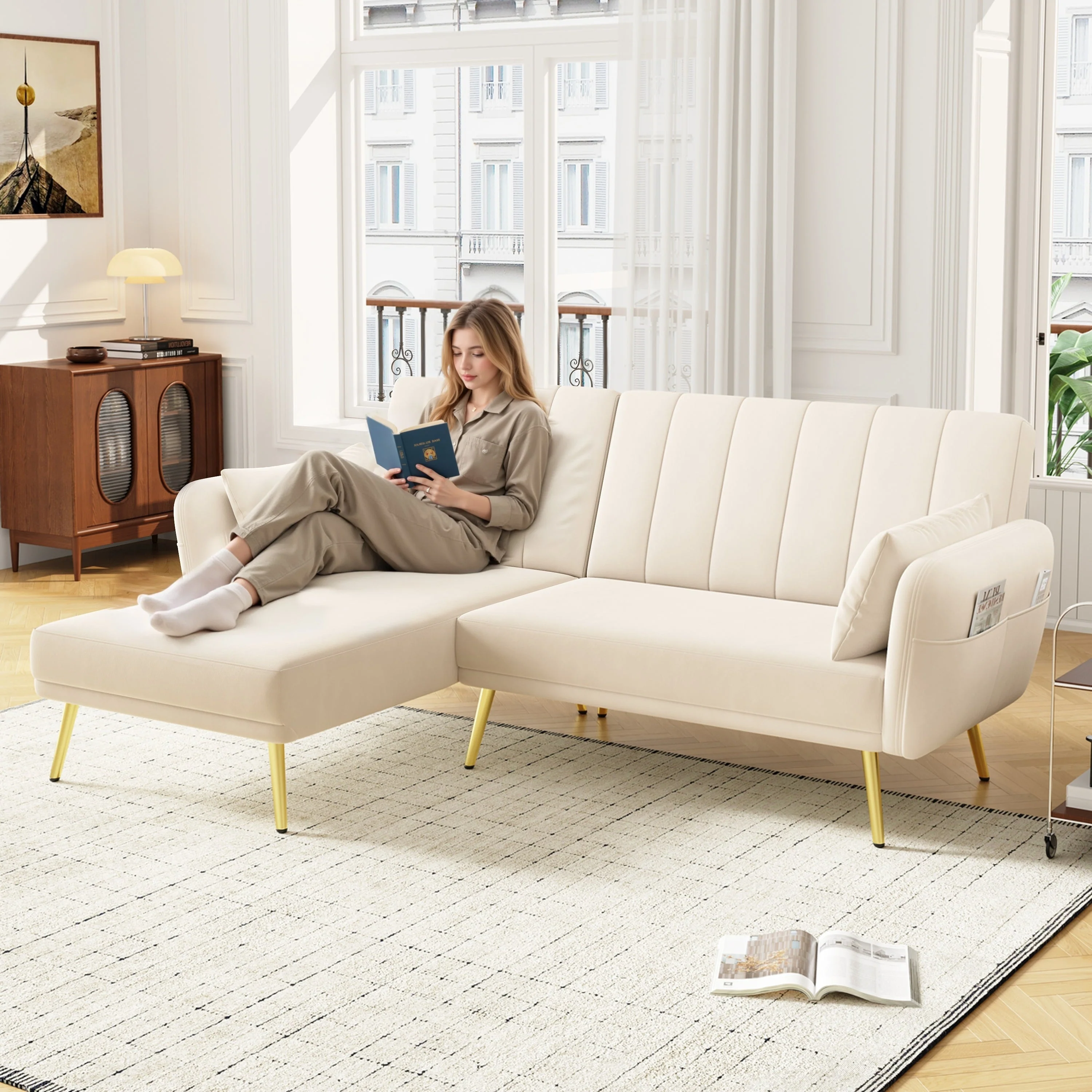 Sofa, Modern Folding L-Shaped Sofa Bed, Corner, with Sleeping Function - Image 2