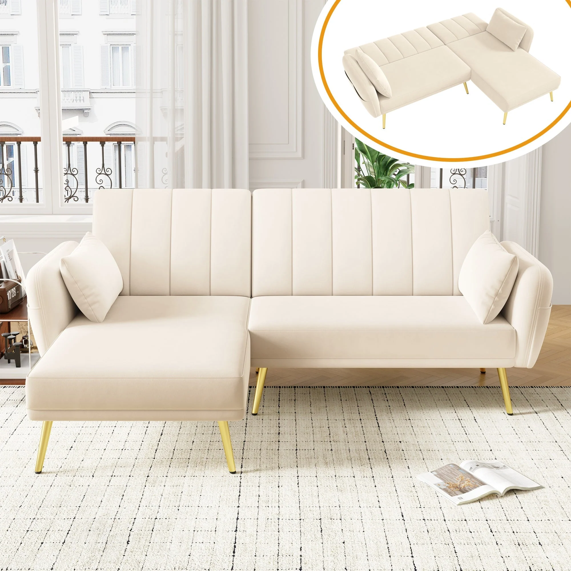 Sofa, Modern Folding L-Shaped Sofa Bed, Corner, with Sleeping Function - Image 3