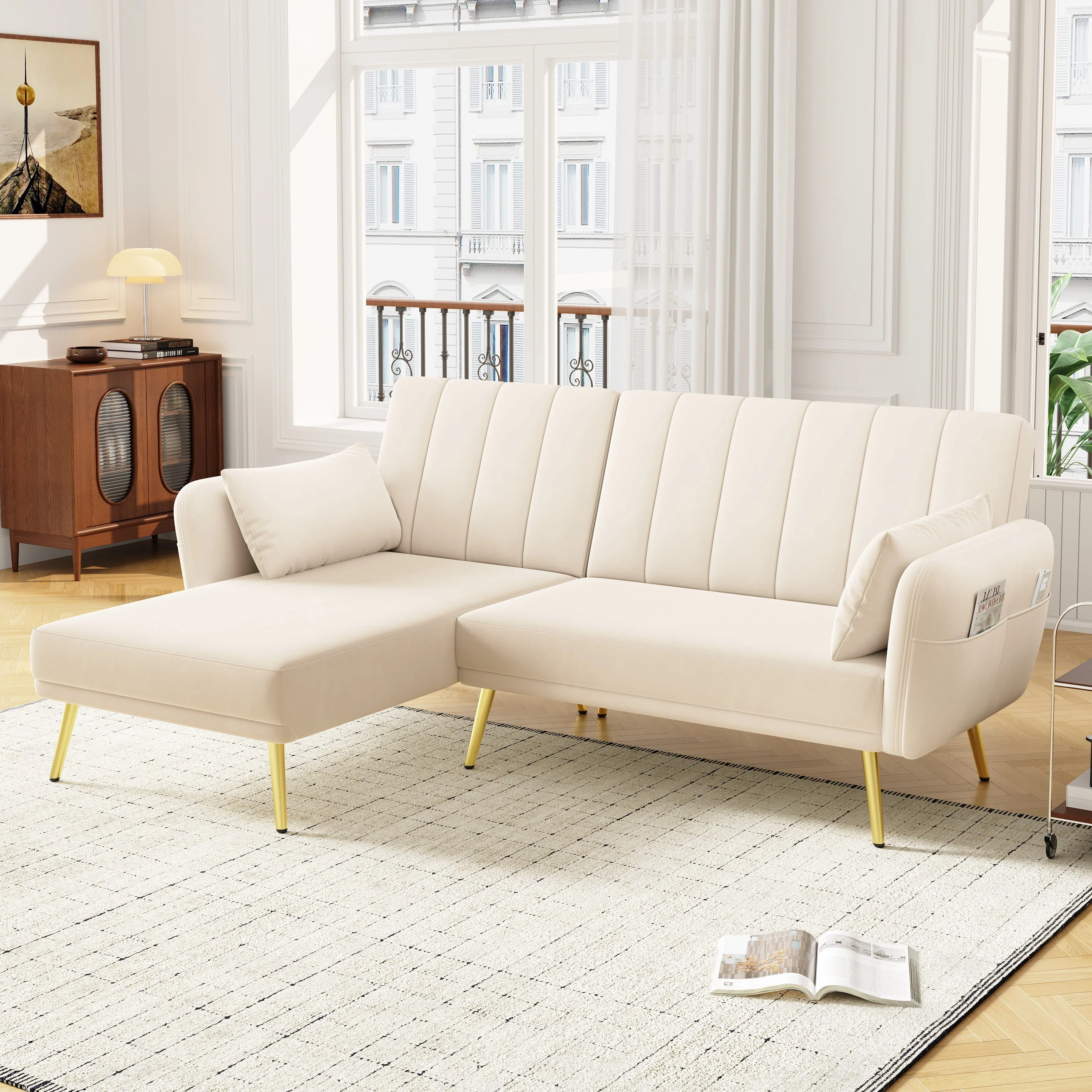 Sofa, Modern Folding L-Shaped Sofa Bed, Corner, with Sleeping Function - Image 4
