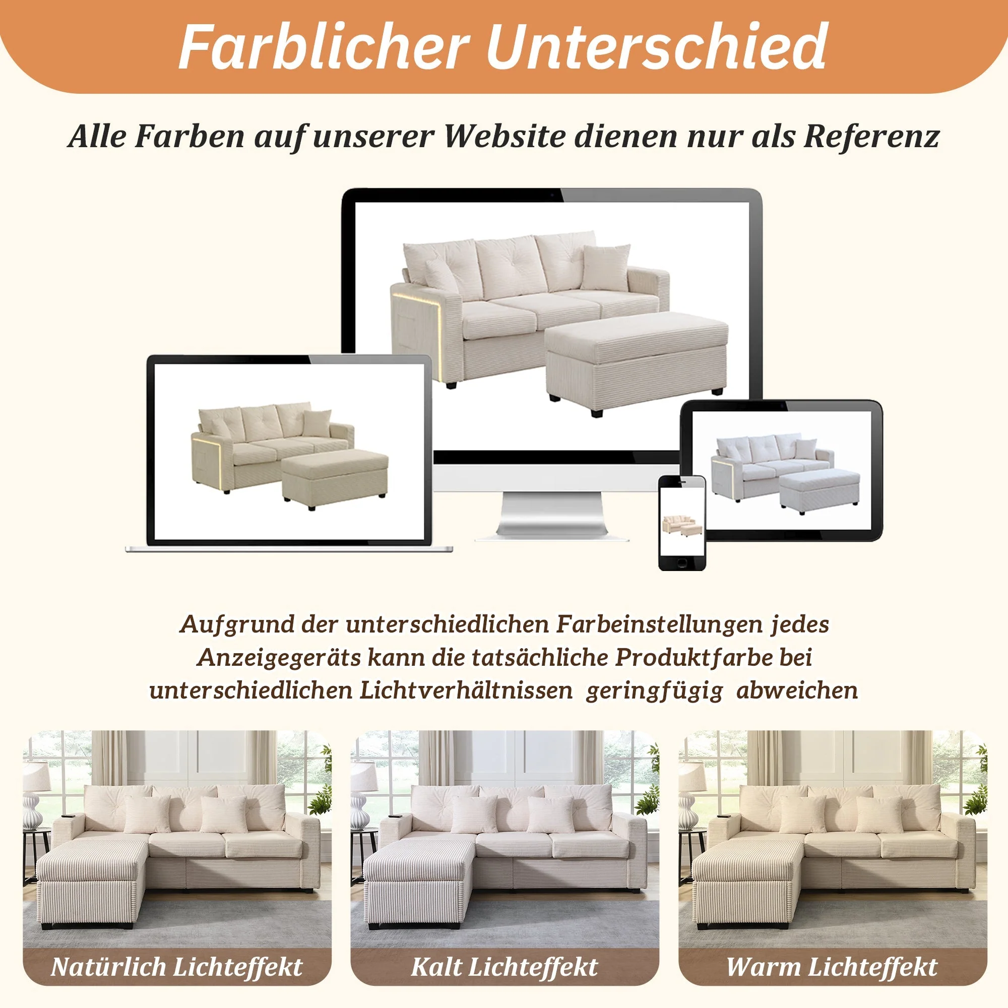 Sofa, Modern LED Combination with Cloud-Like Seating, 3-Seater + Ottoman, Modular L-Shaped - Image 8