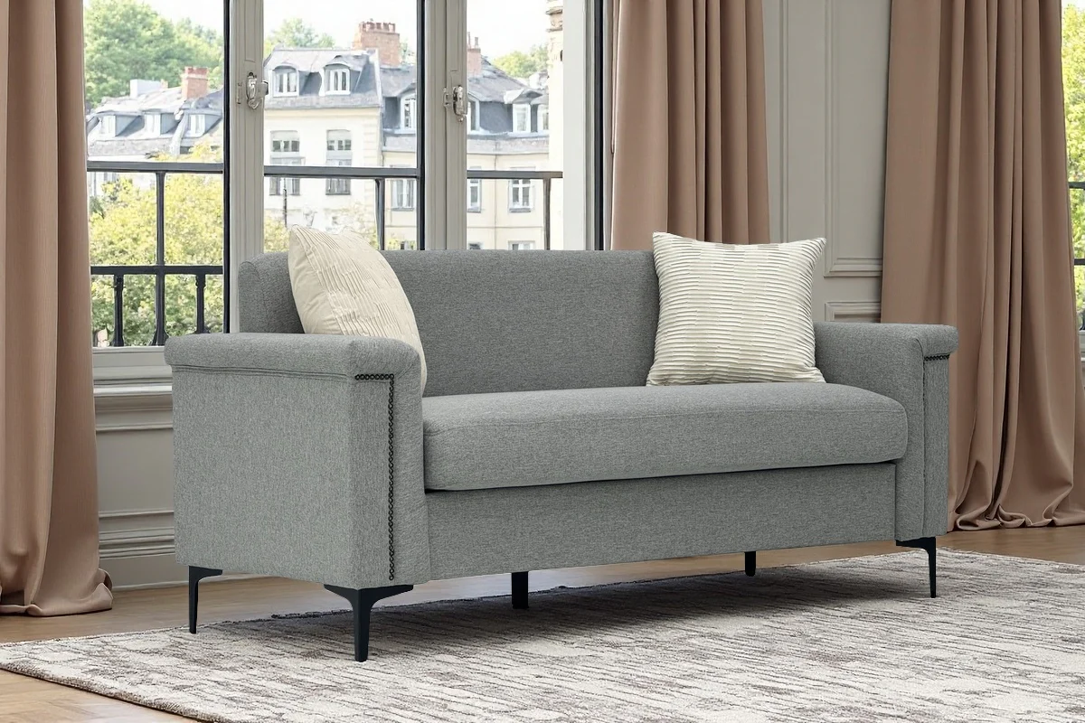 Sofa Scandinavian Elegant Solid Wood Frame - Linen Fabric - Image 10