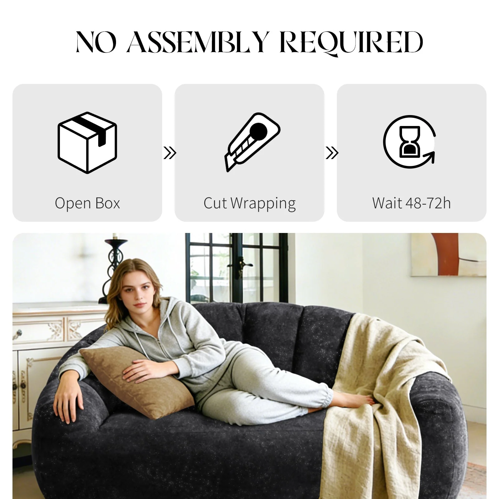 Sofa Sculptural Curved Wave Backrest - Image 5