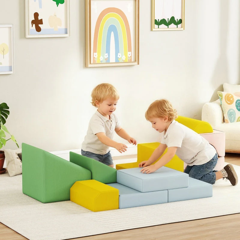 Soft Building Block Set, 12-Piece Washable Foam Blocks, Corduroy Pastel Colors - Image 2