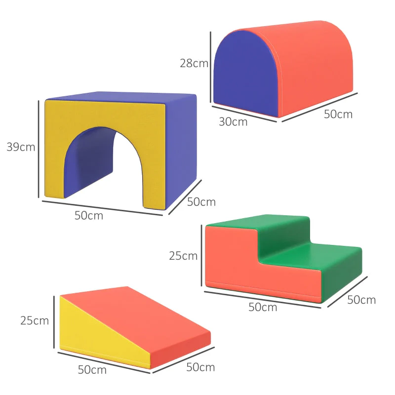 Soft Building Blocks Set for Climbing and Sliding, for Children Aged 1-3, Multicoloured - Image 3