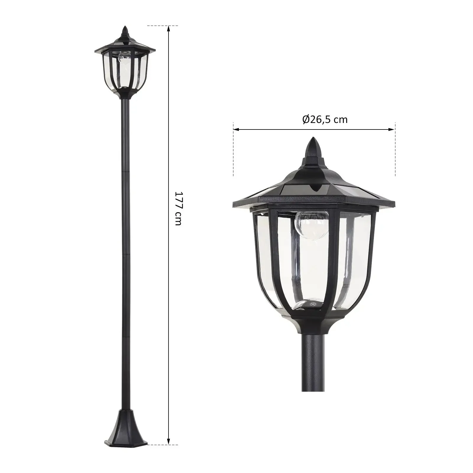 Solar Garden Light LED Lantern 30/60 Lumens, Black Plastic - Image 3