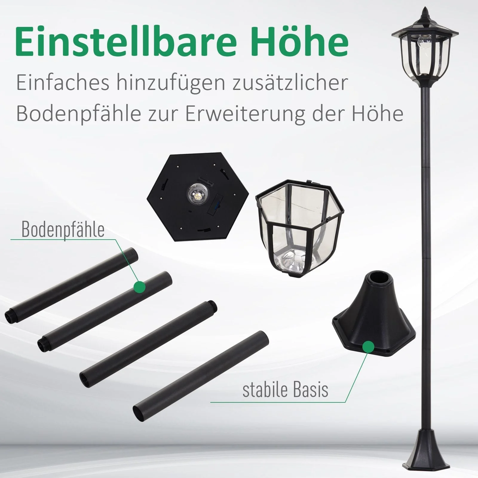 Solar Garden Light LED Lantern 30/60 Lumens, Black Plastic - Image 4