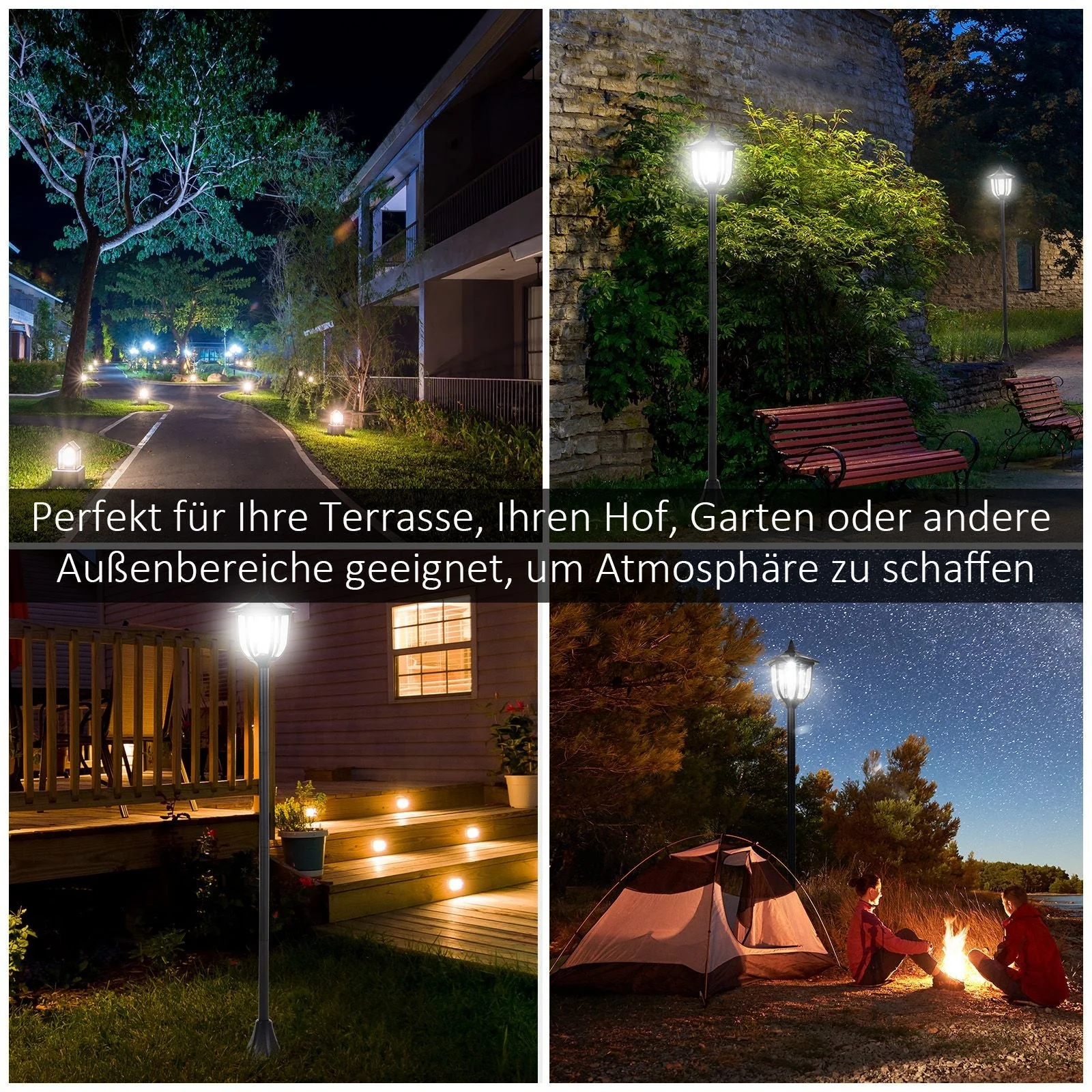 Solar Garden Light LED Lantern 30/60 Lumens, Black Plastic - Image 8