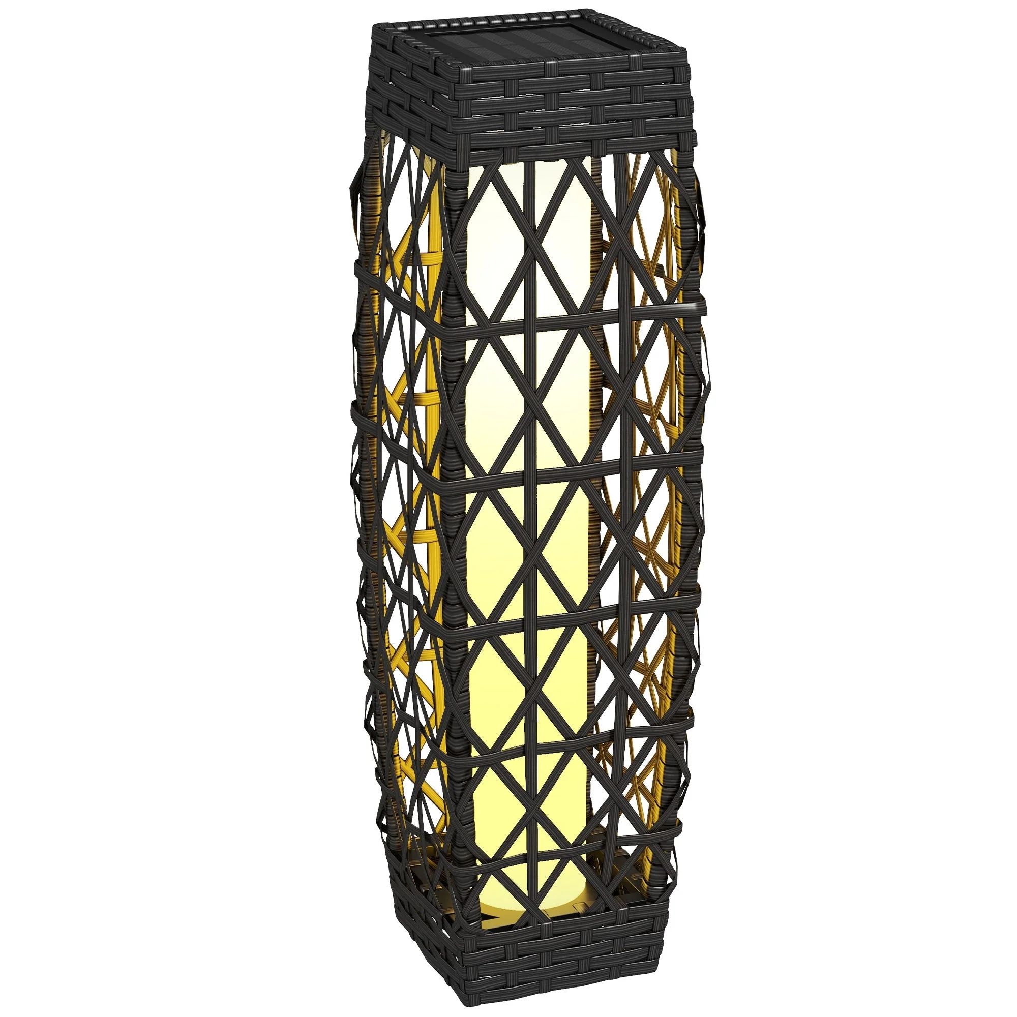 Solar LED Garden Light Rattan Light Sensor Outdoor UV Resistant, Grey