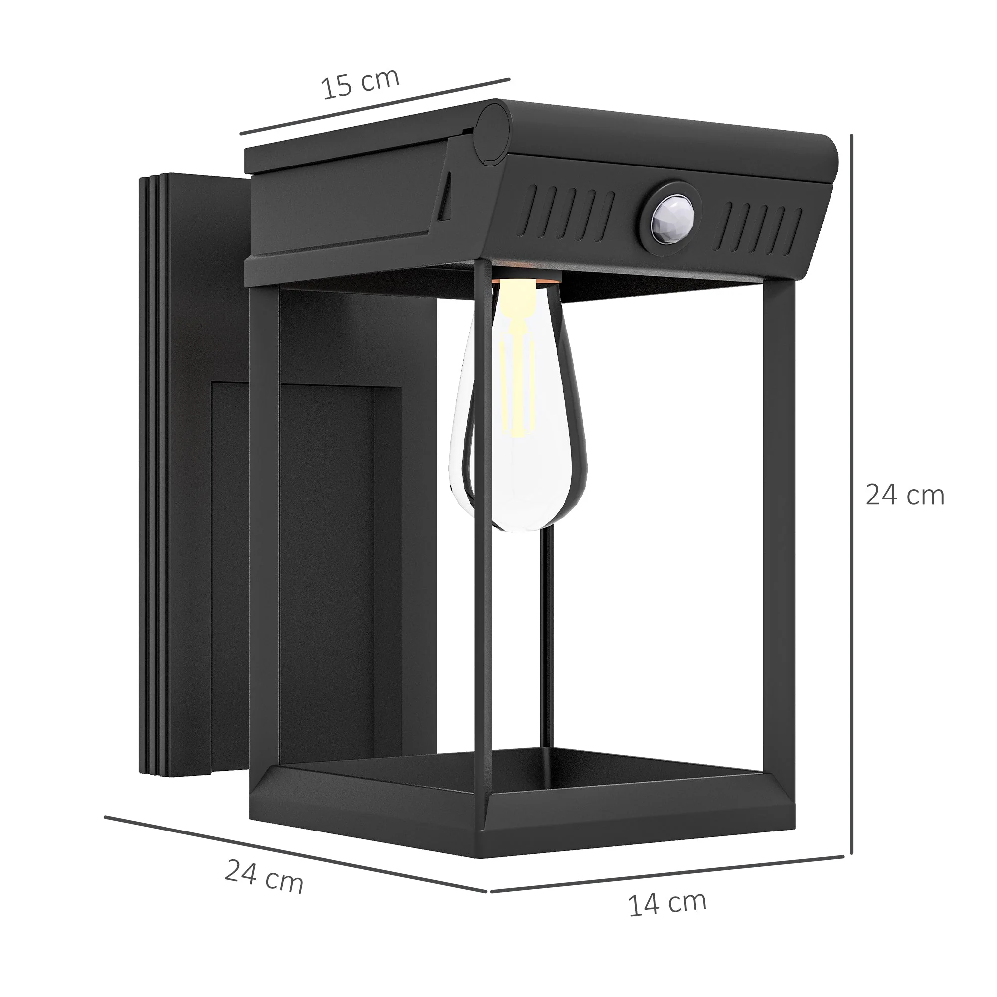 Solar Wall Light LED Outdoor, Warm White, Adjustable with Light Sensor IP44, Black - Image 4