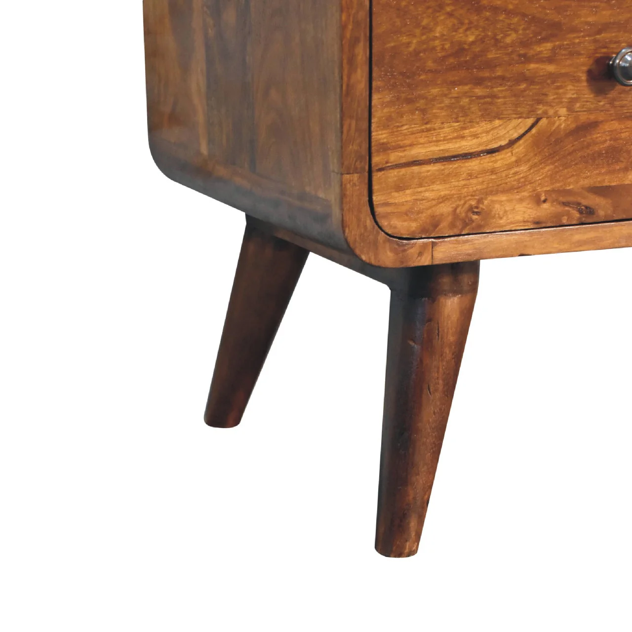 Solid Wood 2 over 3 Curved Chestnut Chest with Nordic Legs, Dark Brown - Image 9