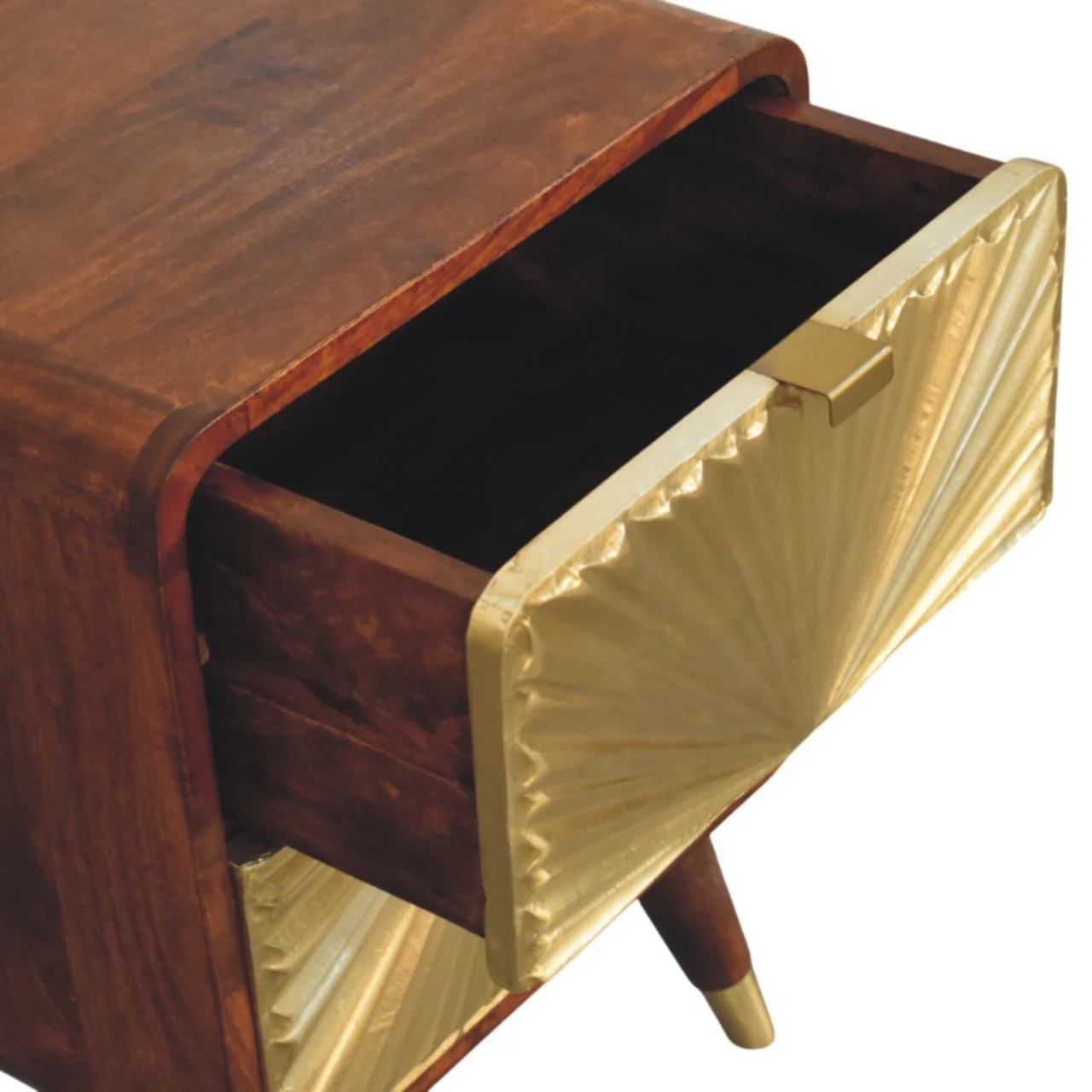 Solid Wood Avora Nightstand, 2 Drawers, Gold and Dark Brown - Image 2