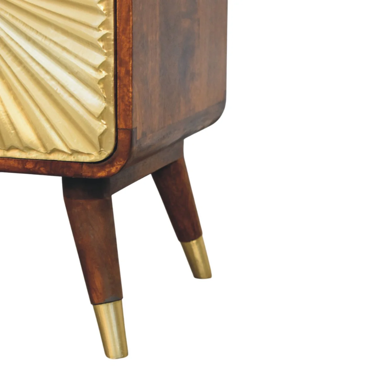 Solid Wood Avora Nightstand, 2 Drawers, Gold and Dark Brown - Image 5