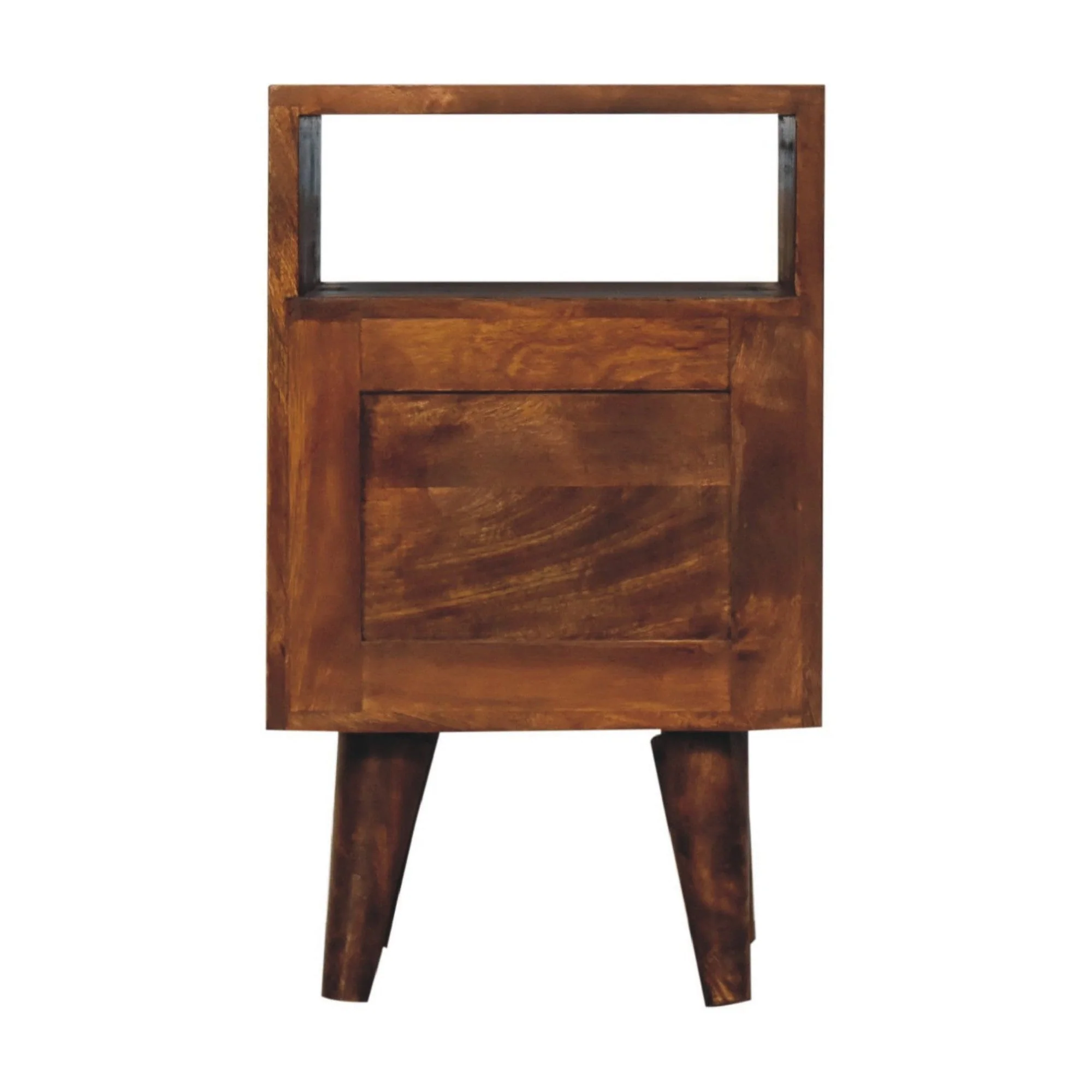 Solid Wood Bedside, 2 Drawers and Open Slot, Dark Brown - Image 5