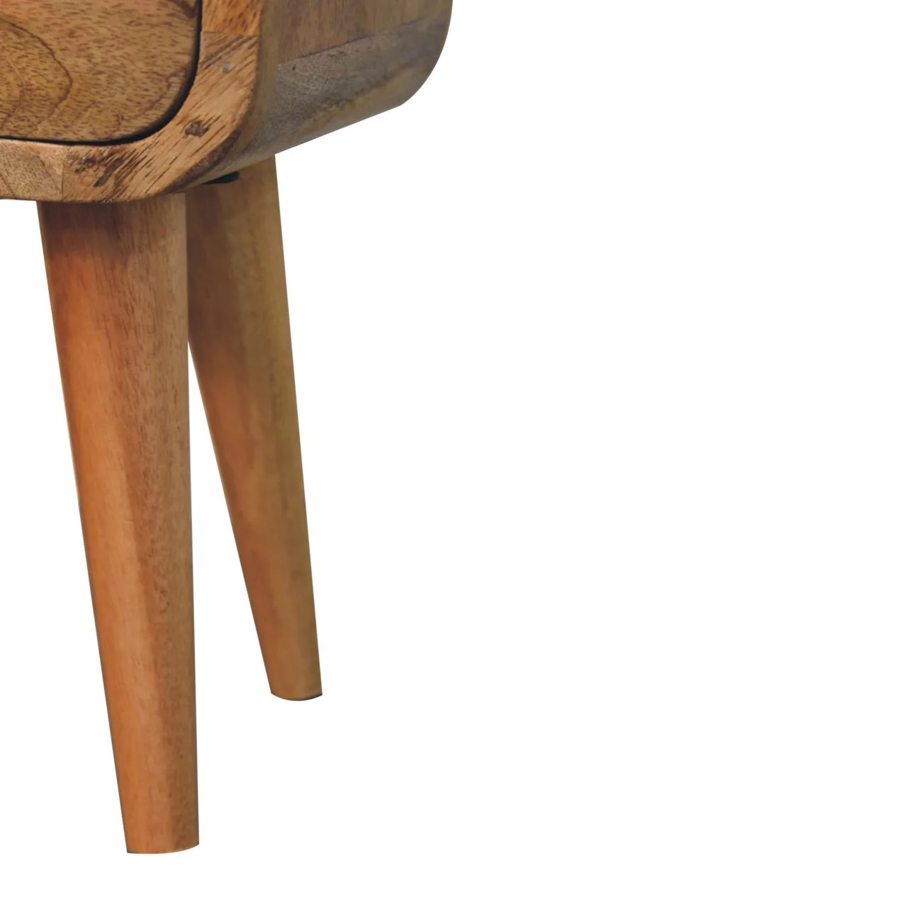Solid Wood Bedside, Extra Mini Curved 1 Drawer Open Slot, Oak-ish Brown - Image 4