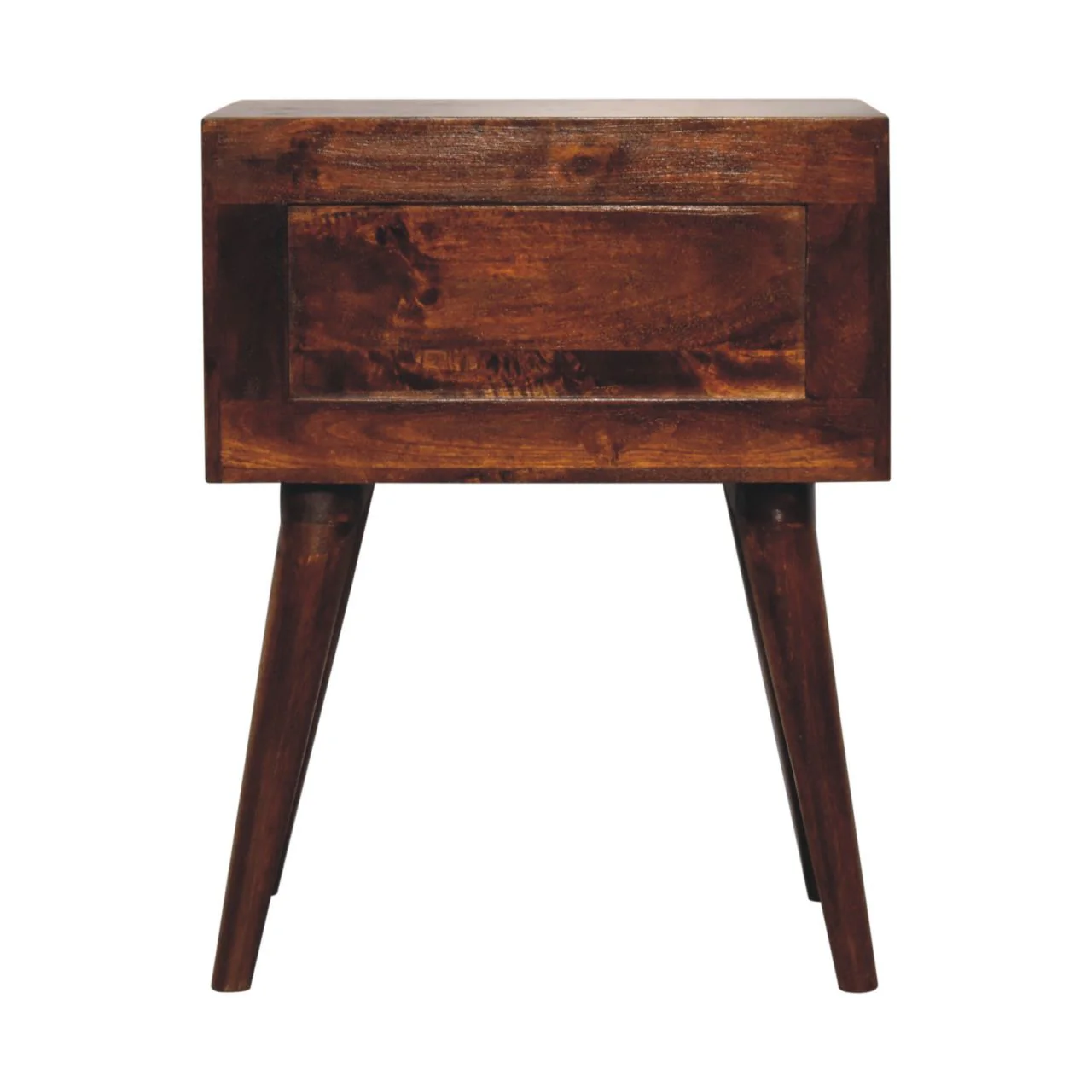 Solid Wood Bedside, T-Bar Nordic 2 Drawers, Dark Brown Chestnut - Image 4